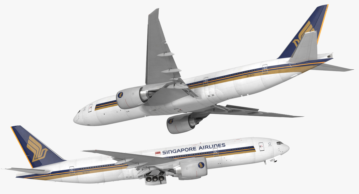 Boeing 777 200LR Singapore Airlines Rigged 3D