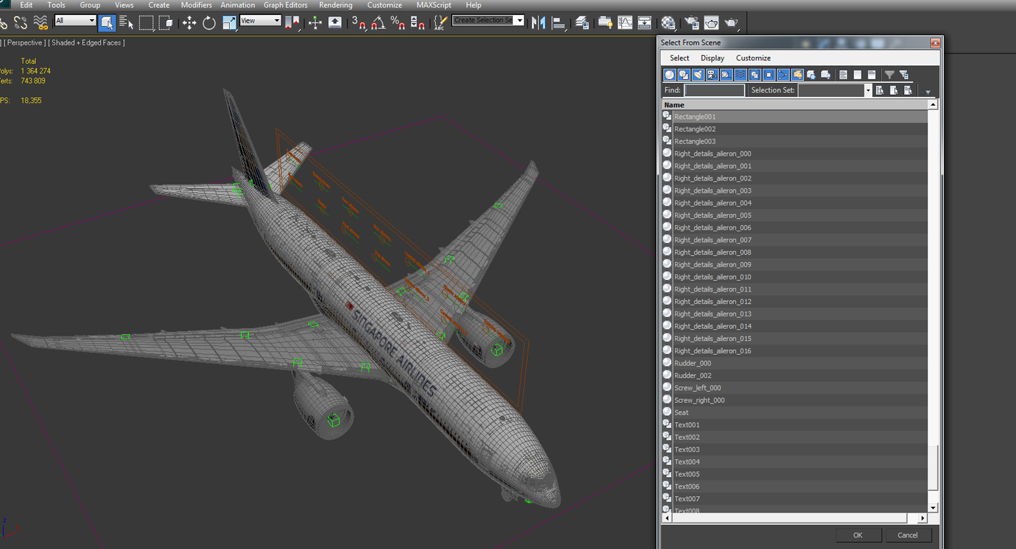 Boeing 777 200LR Singapore Airlines Rigged 3D