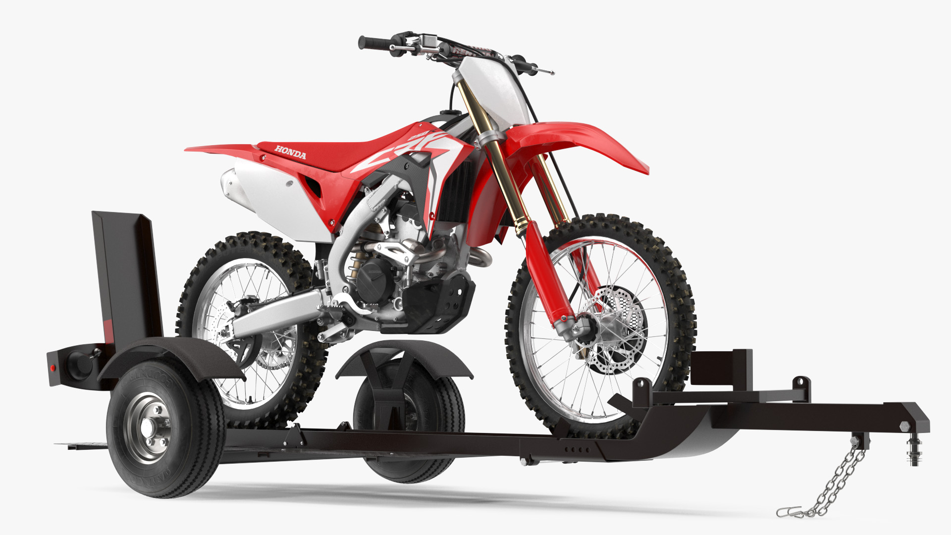 3D Stinger Folding Motorcycle Trailer with Honda CRF250R model