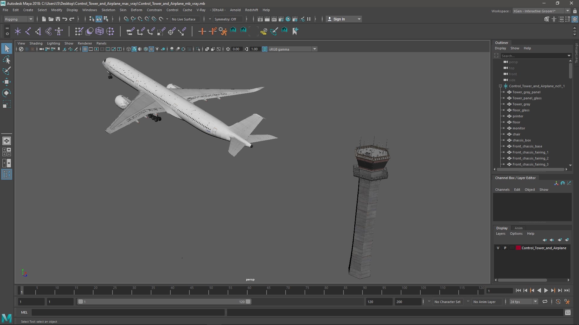 3D Control Tower and Airplane