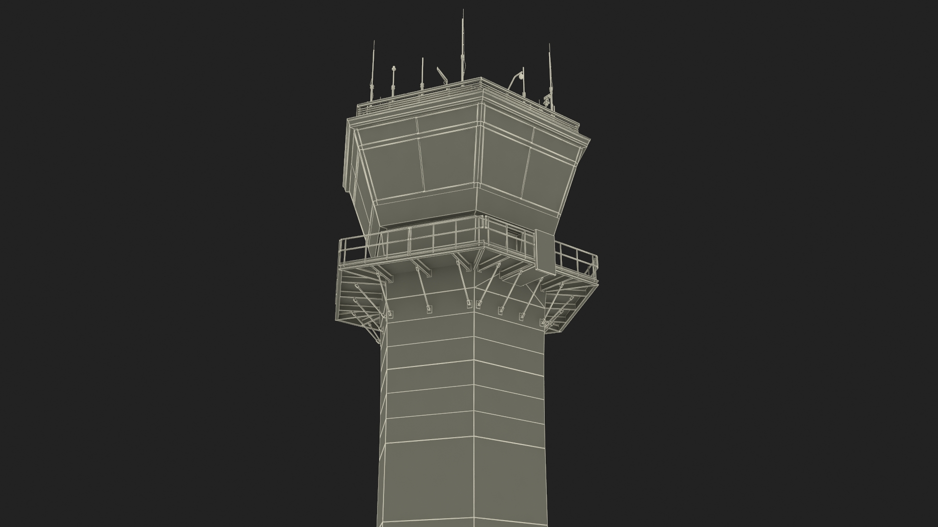 3D Control Tower and Airplane