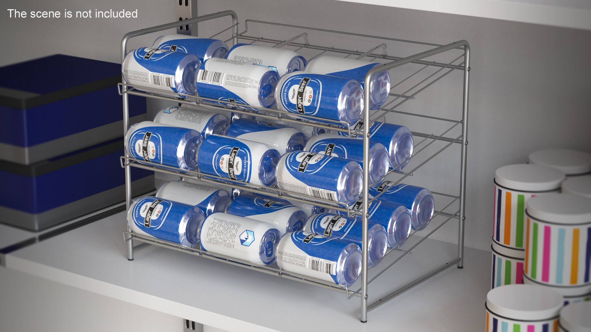 3D model Wide Can Organizer Chrome with Beer Cans