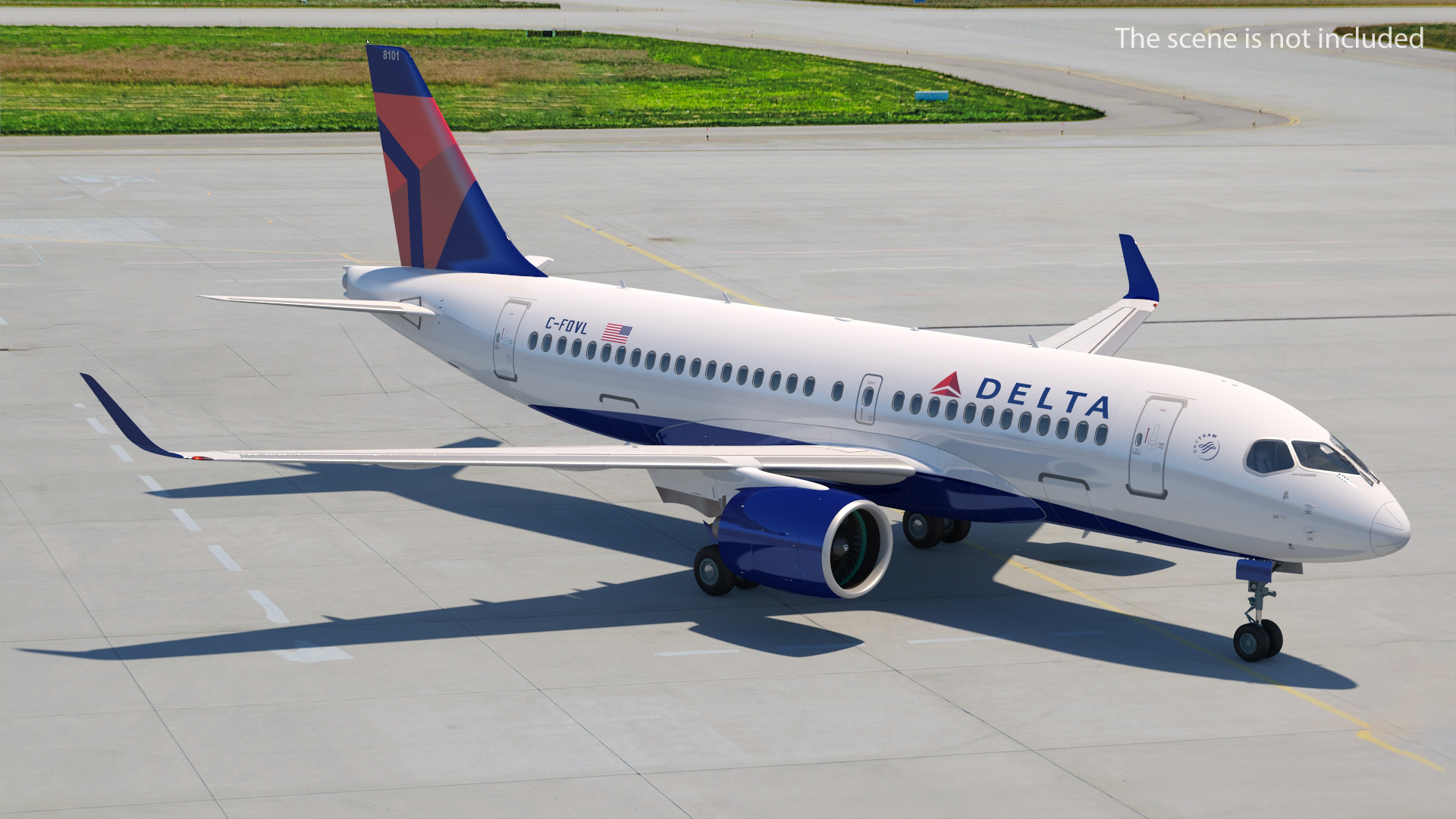 Airbus A220 100 Delta Detailed Interior 3D model