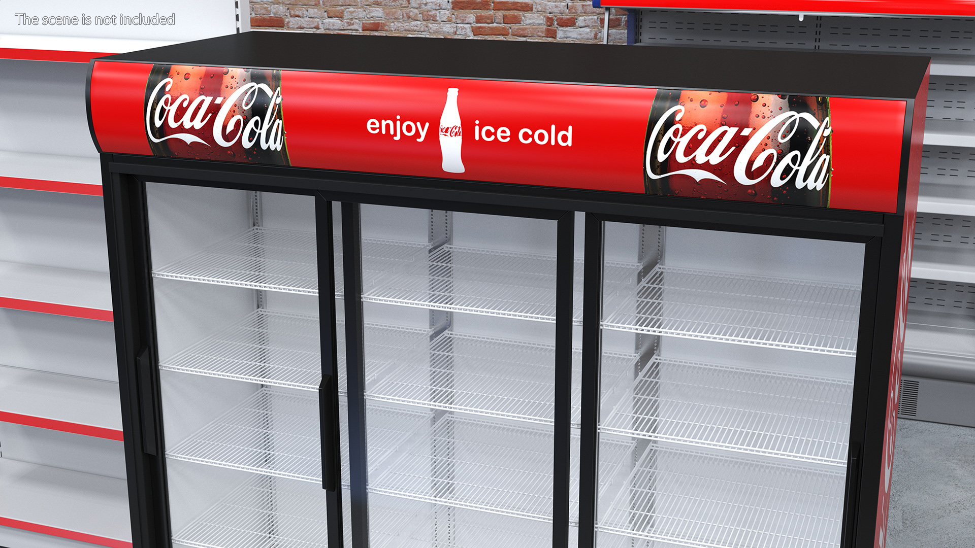 3D Beverage Cooler Three Glass Doors Coca Cola model