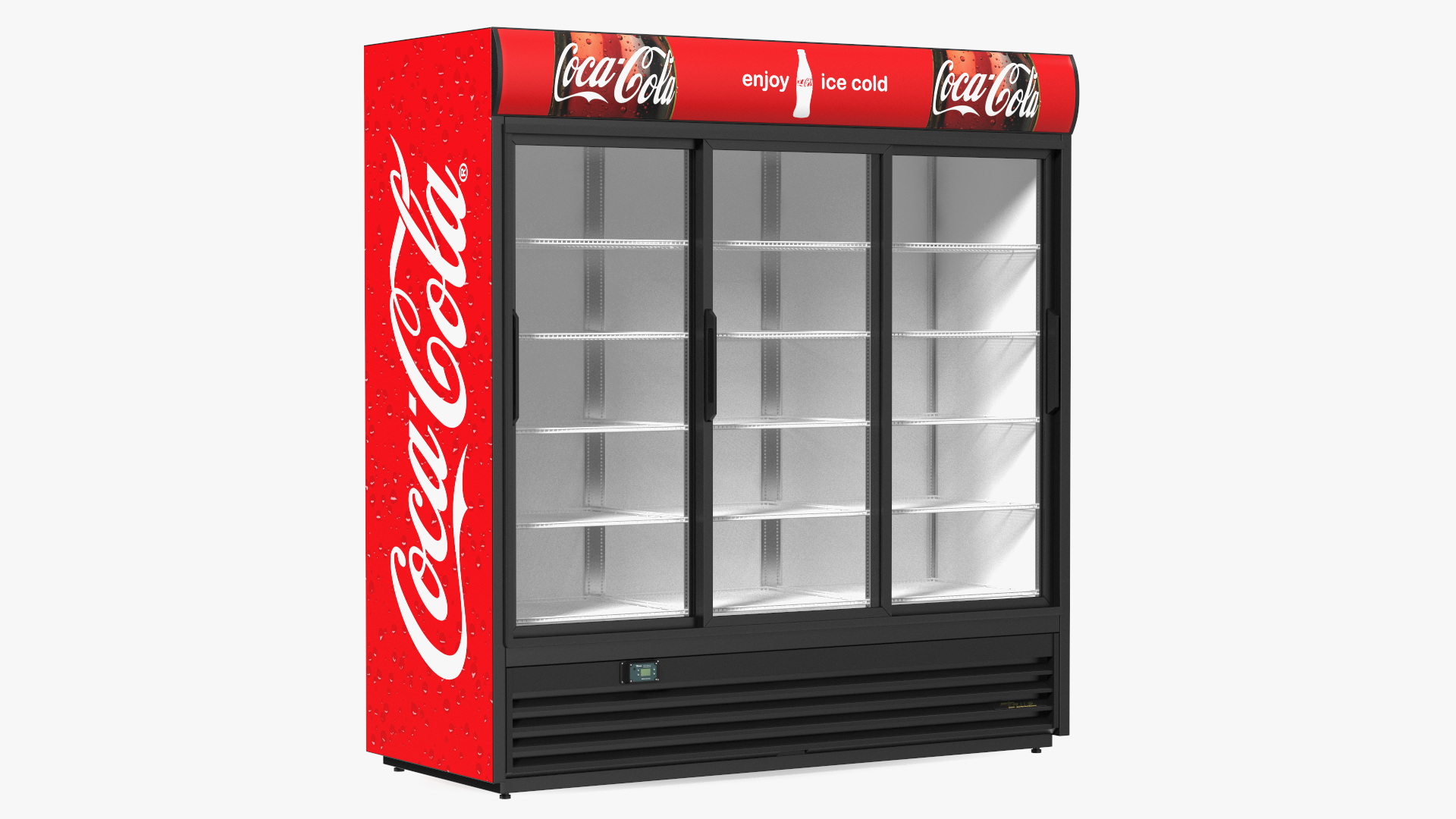 3D Beverage Cooler Three Glass Doors Coca Cola model