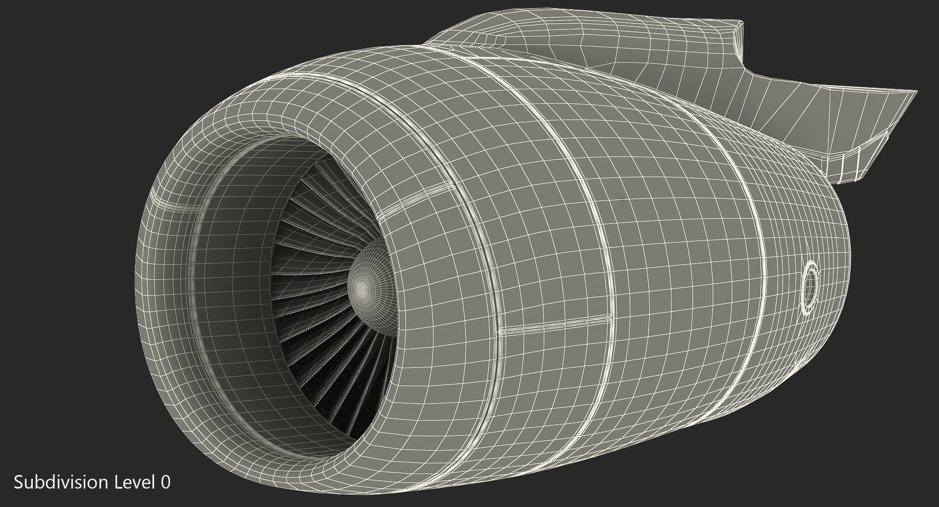 3D Aircraft Jet Turbofan Engine model