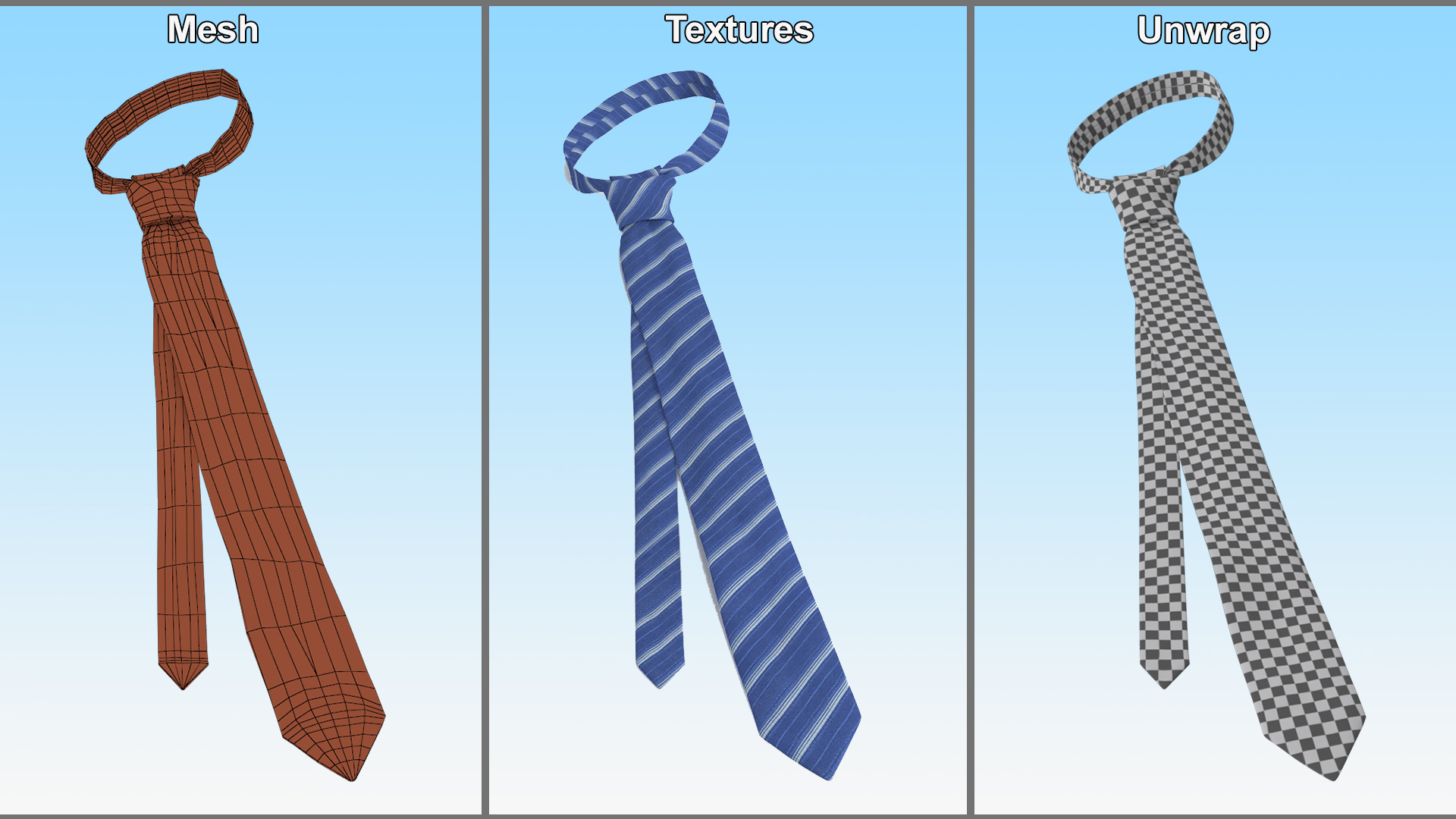 Sophisticated Striped Necktie 3D model