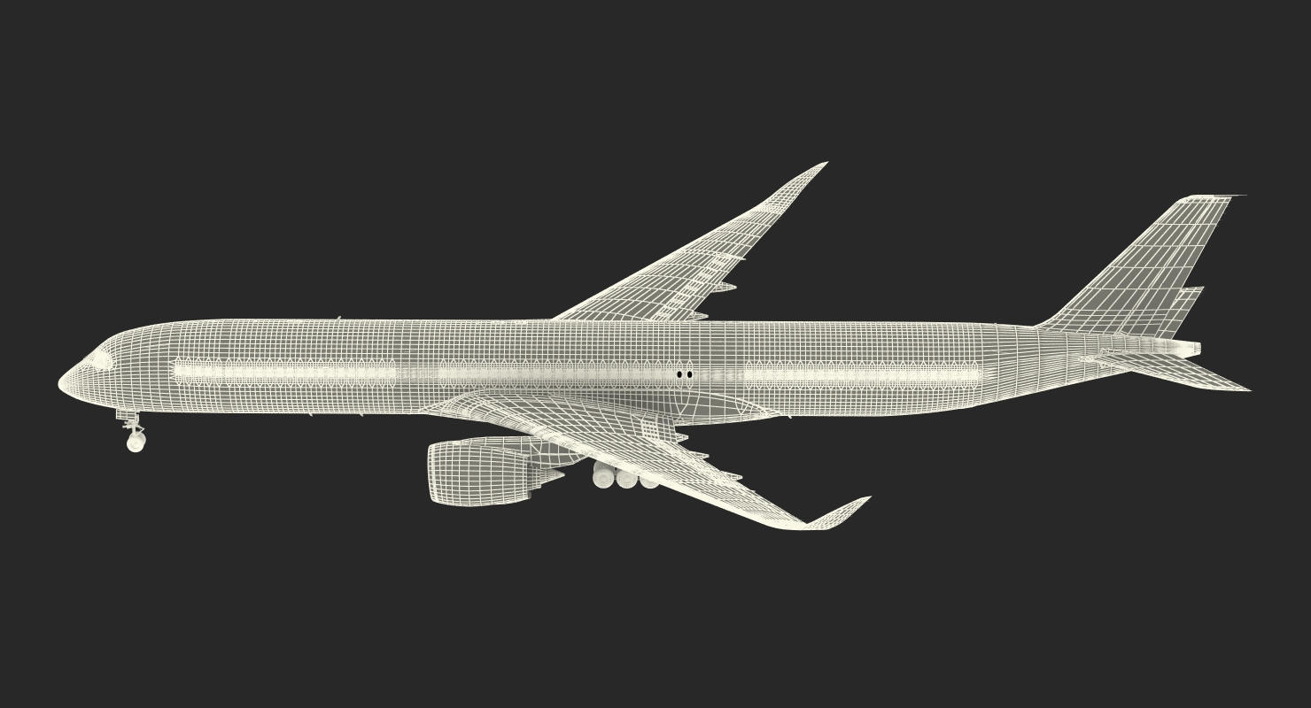 3D Airbus A350 1000 American Airlines Rigged