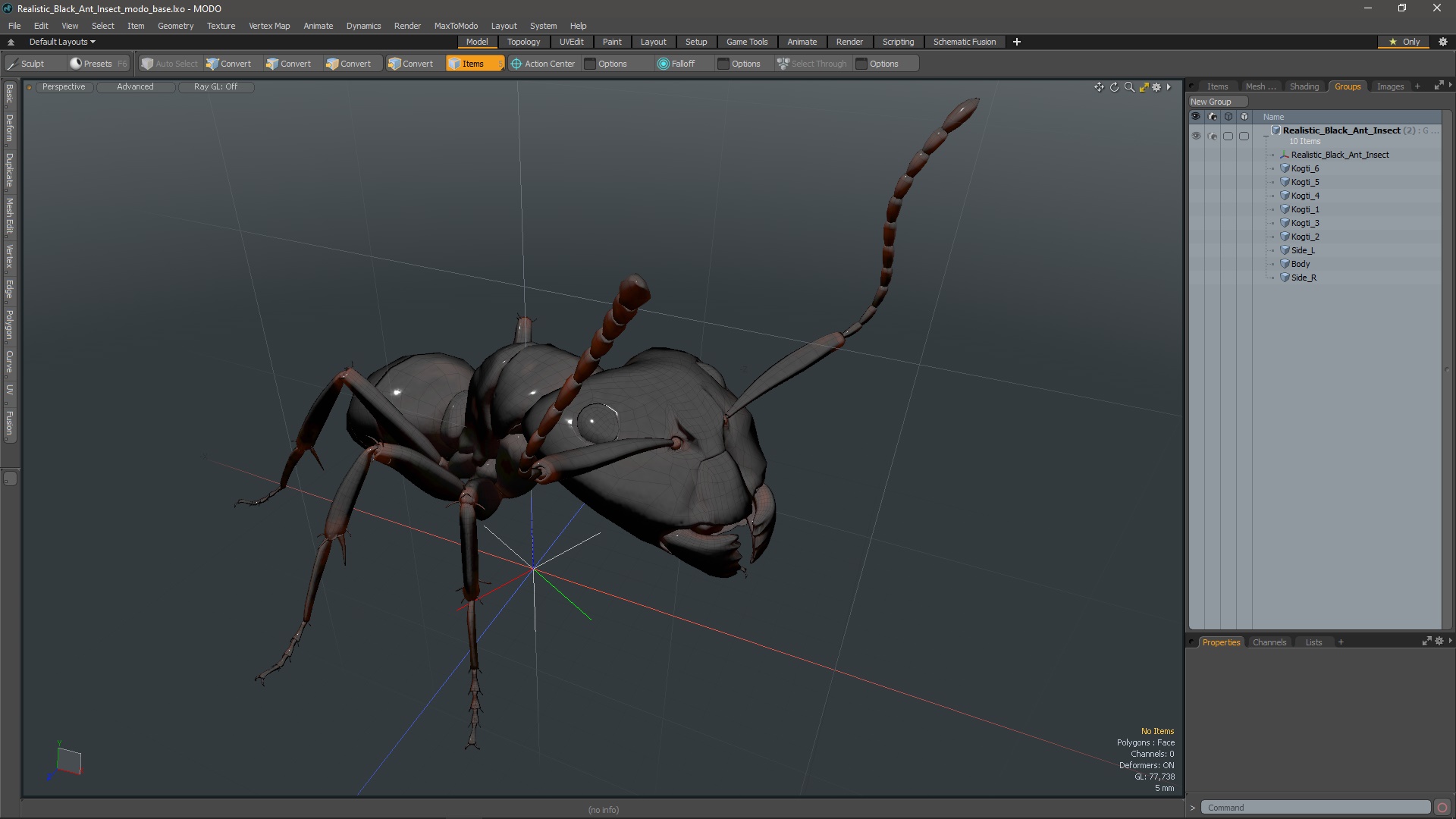 3D Realistic Black Ant Insect