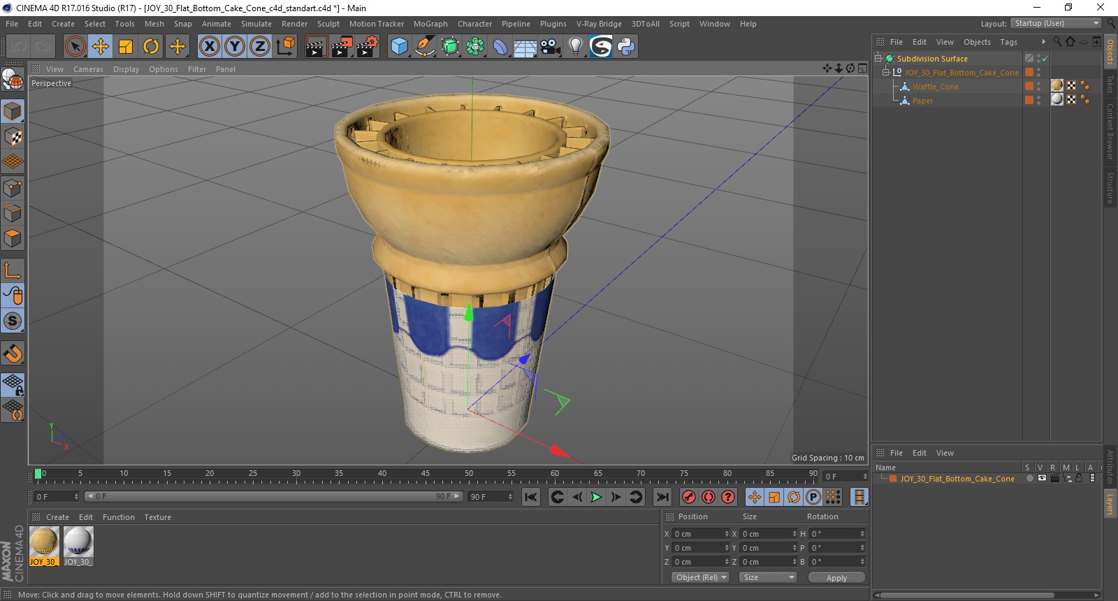 3D JOY 30 Flat Bottom Cake Cone model