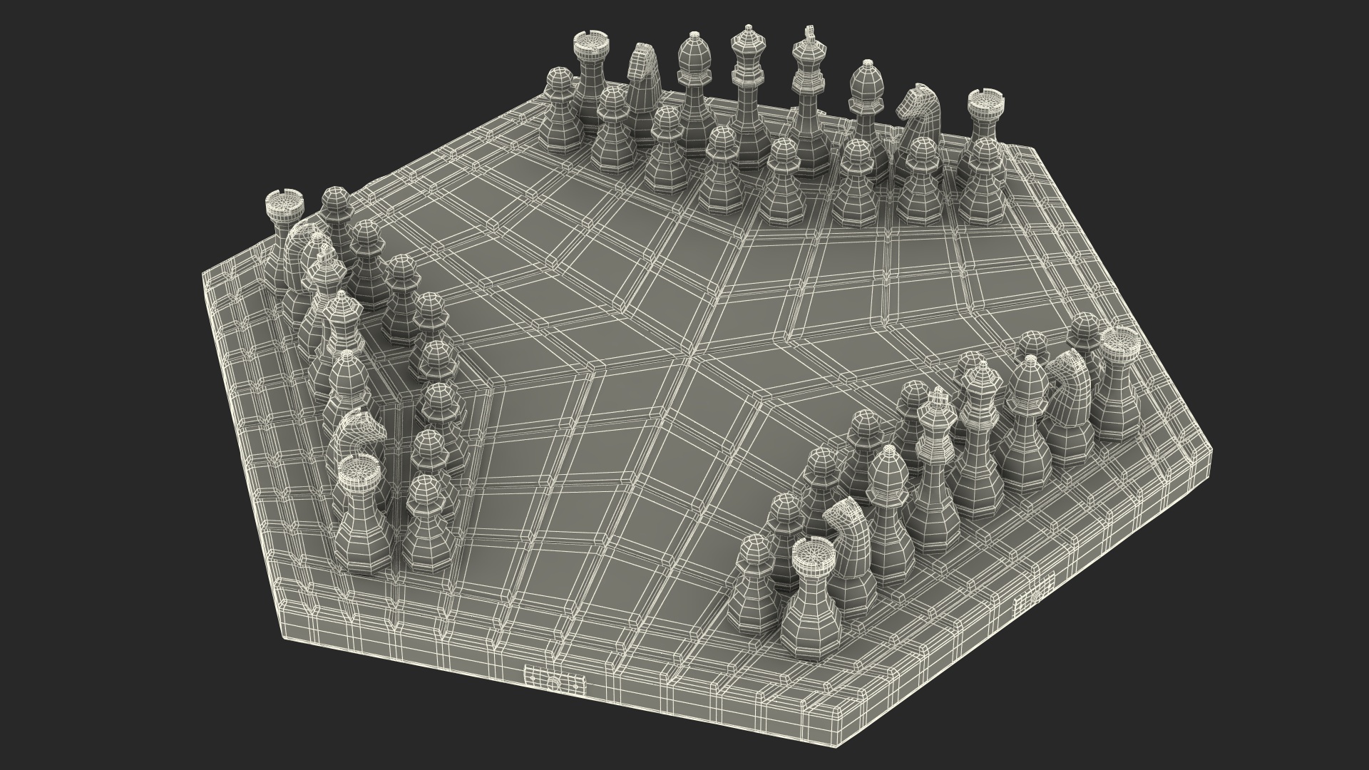 Hexagonal Chess for 3 Players 3D model