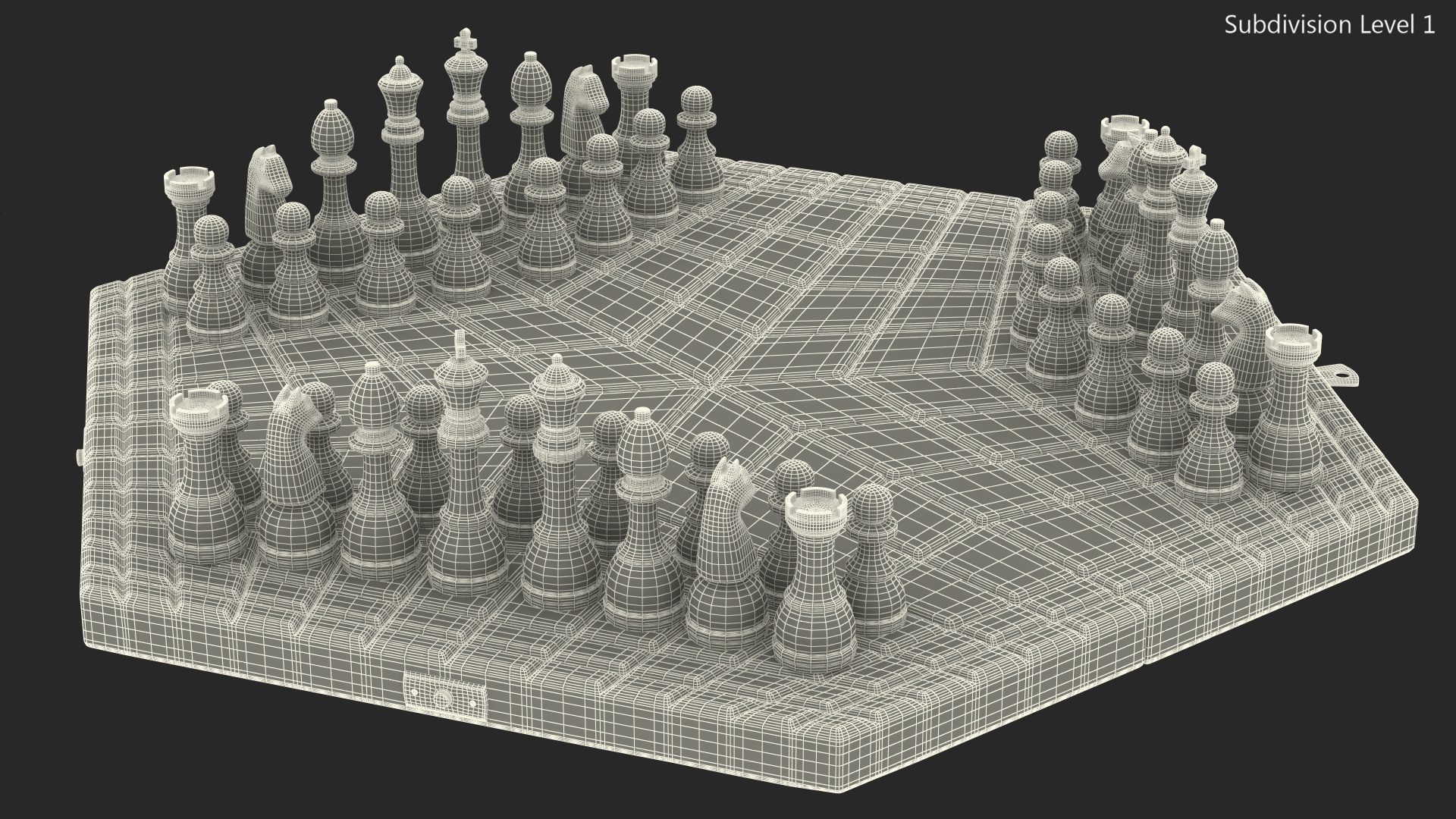 Hexagonal Chess for 3 Players 3D model