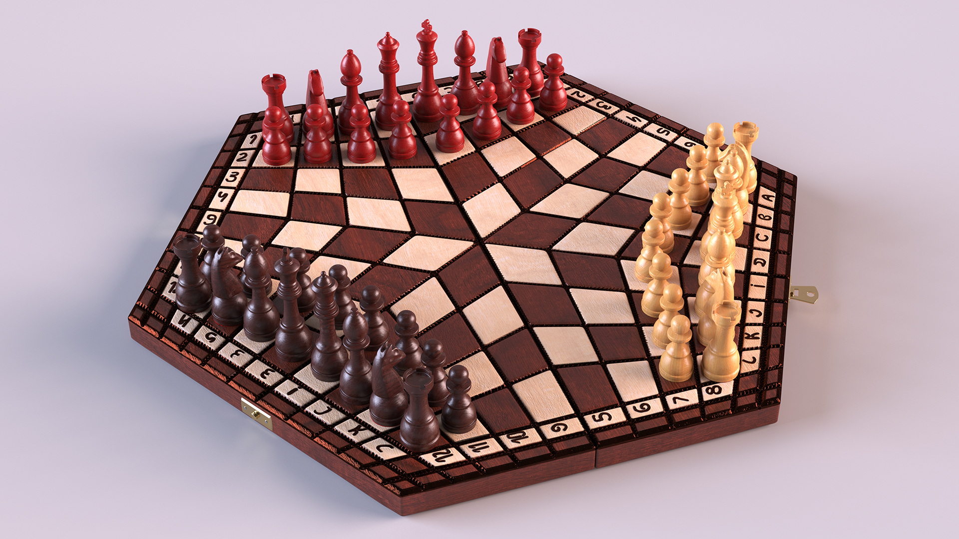 Hexagonal Chess for 3 Players 3D model