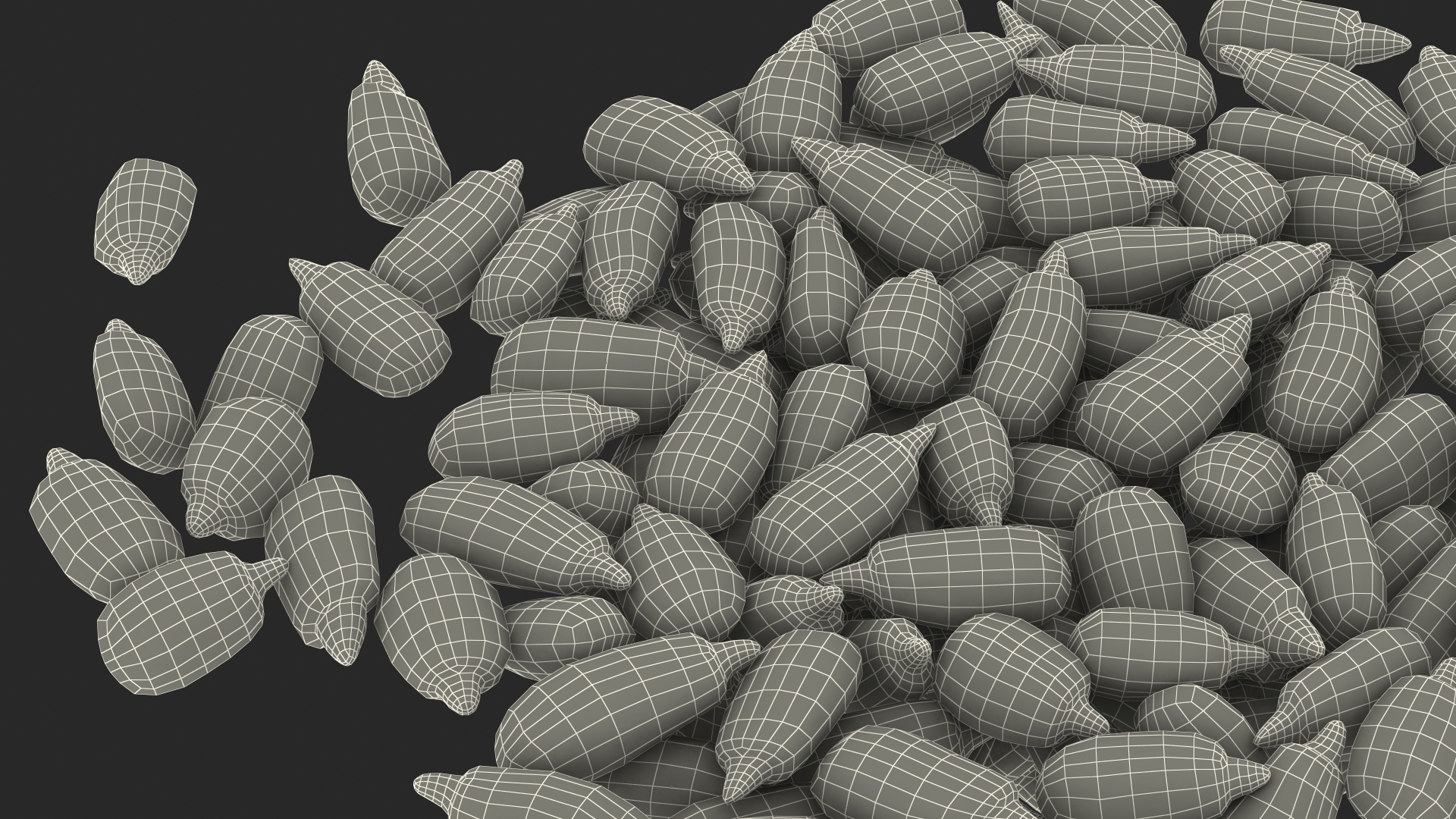 Peeled Sunflower Seeds Pile 3D