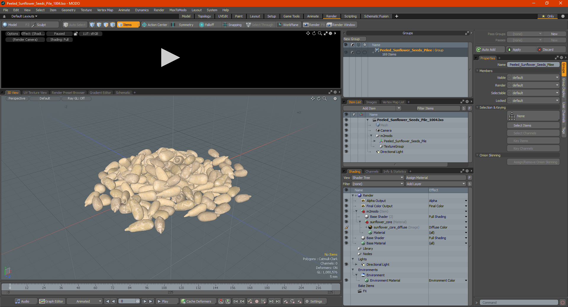 Peeled Sunflower Seeds Pile 3D