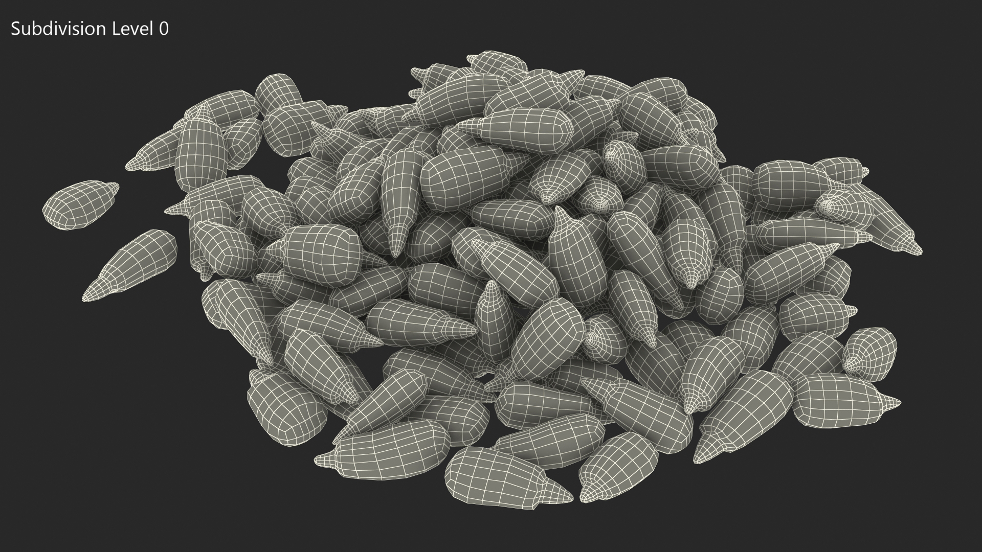 Peeled Sunflower Seeds Pile 3D