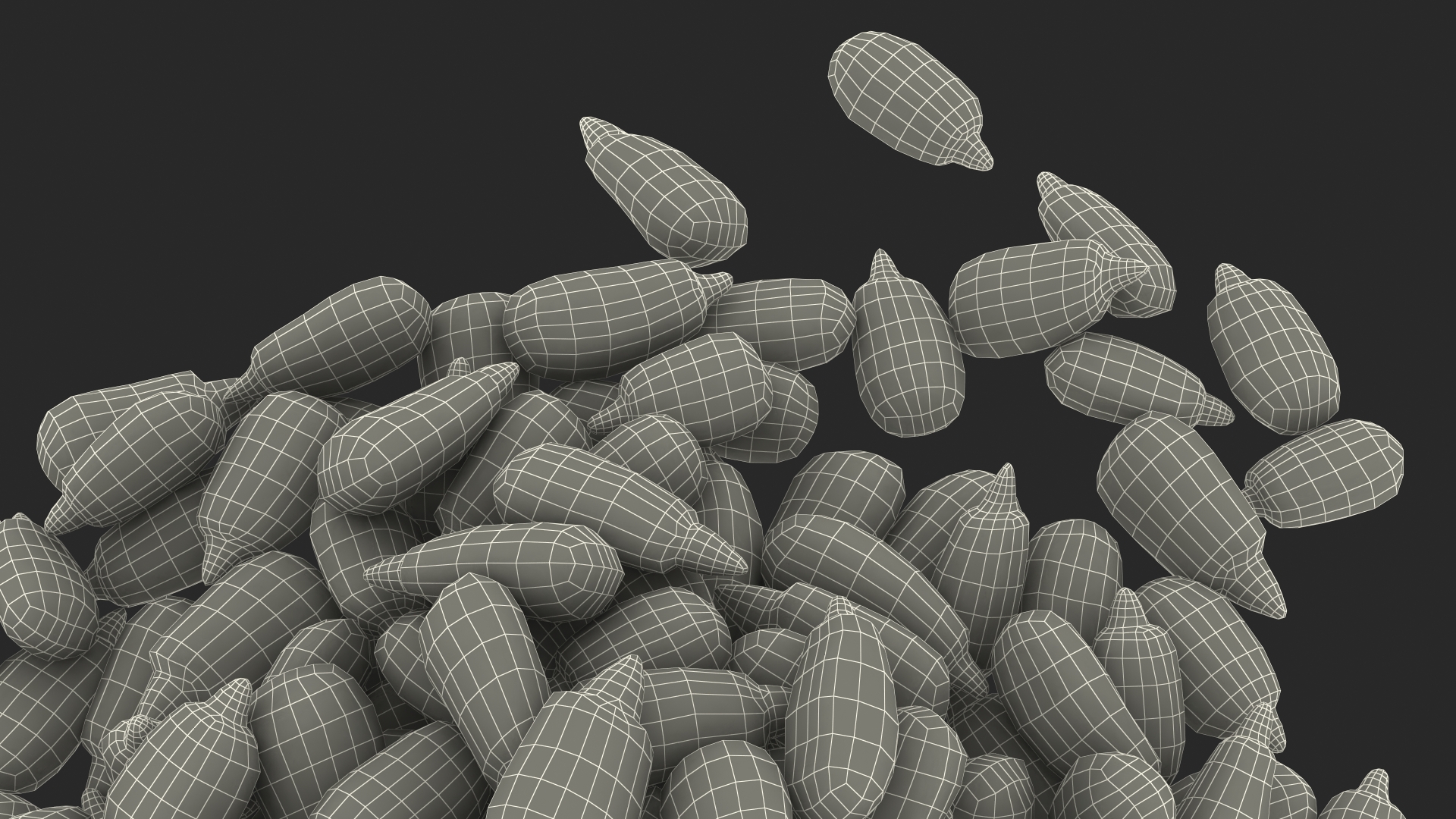 Peeled Sunflower Seeds Pile 3D