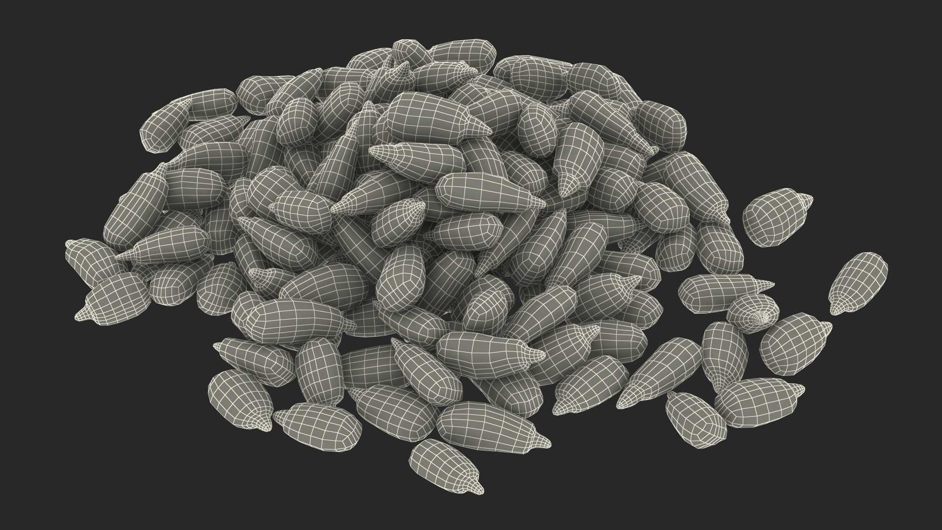 Peeled Sunflower Seeds Pile 3D