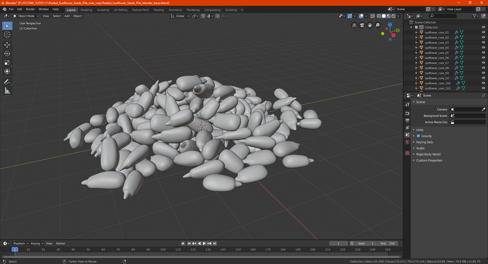 Peeled Sunflower Seeds Pile 3D