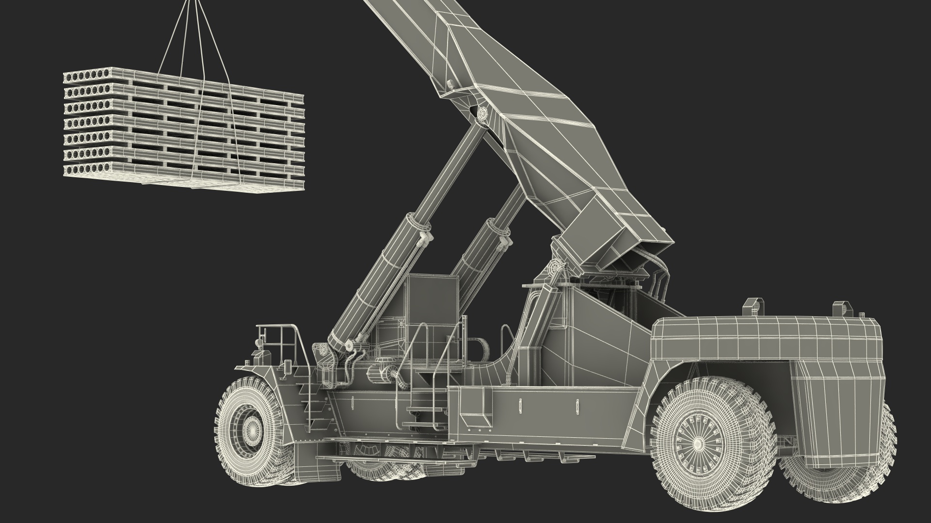 3D Reachstacker Lifts Concrete Slabs model