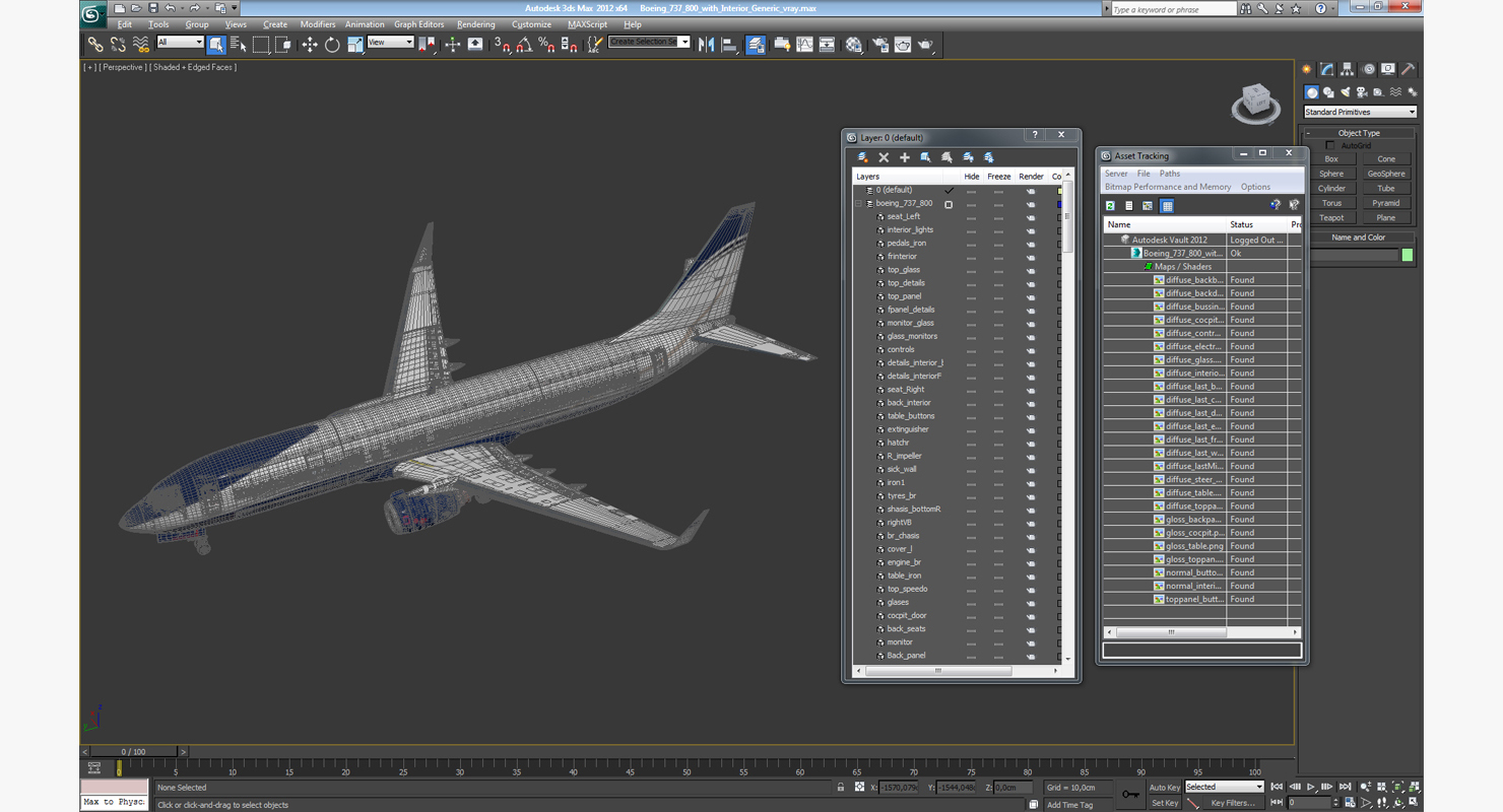 3D Boeing 737 800 with Interior Generic