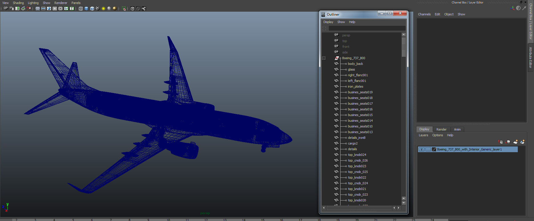 3D Boeing 737 800 with Interior Generic