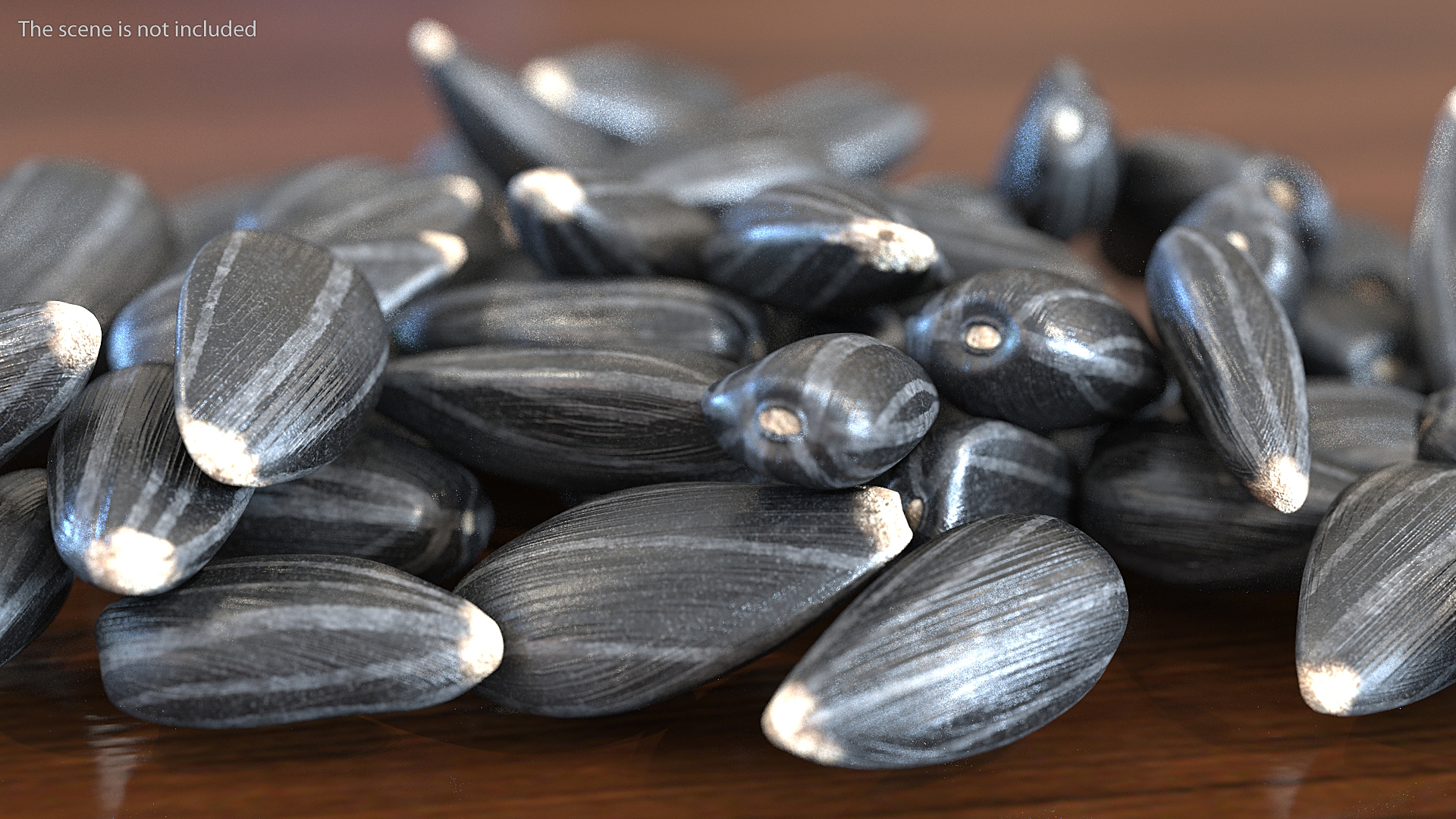 3D Black Sunflower Seeds Pile