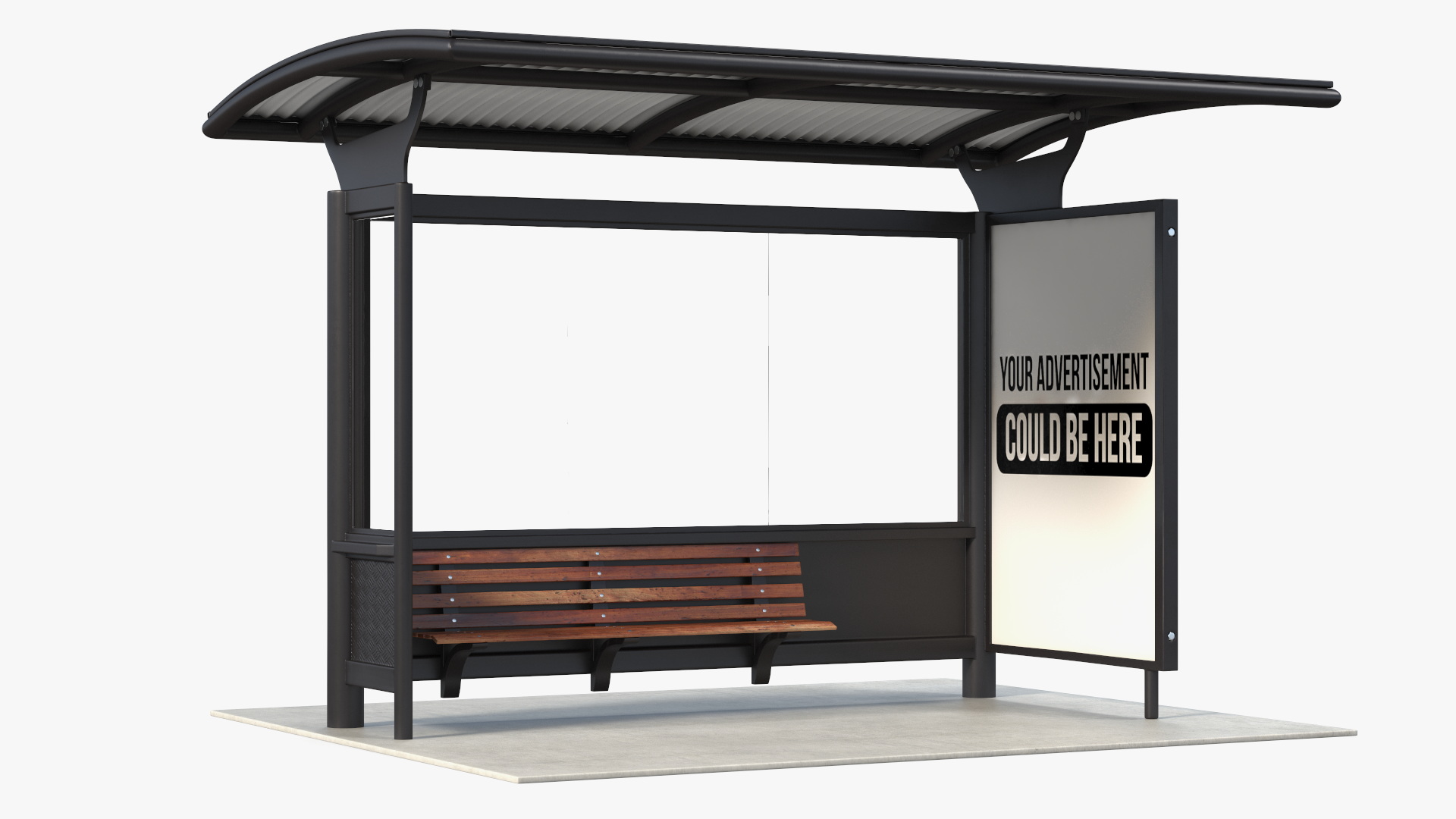 3D Bus Stop with Advertisement Board Black New model