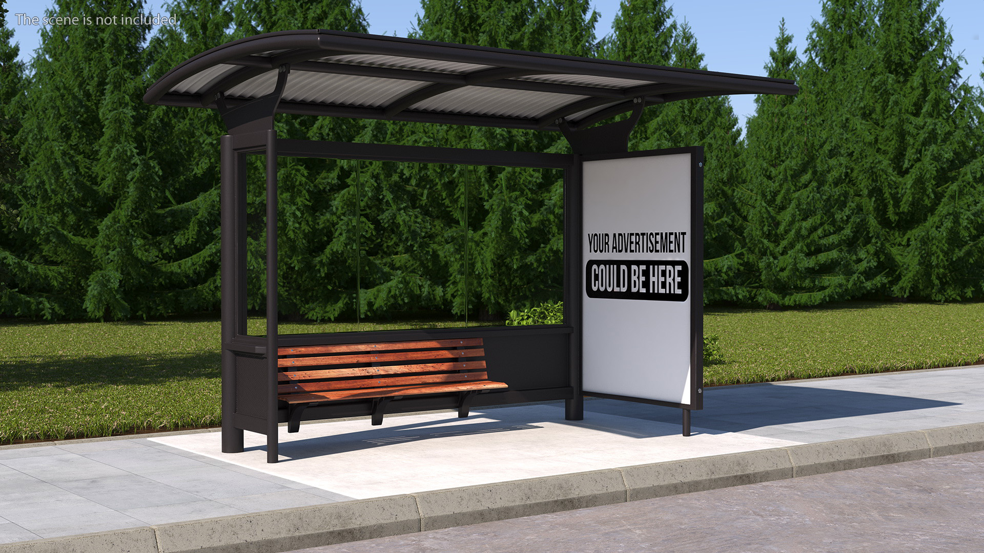 3D Bus Stop with Advertisement Board Black New model