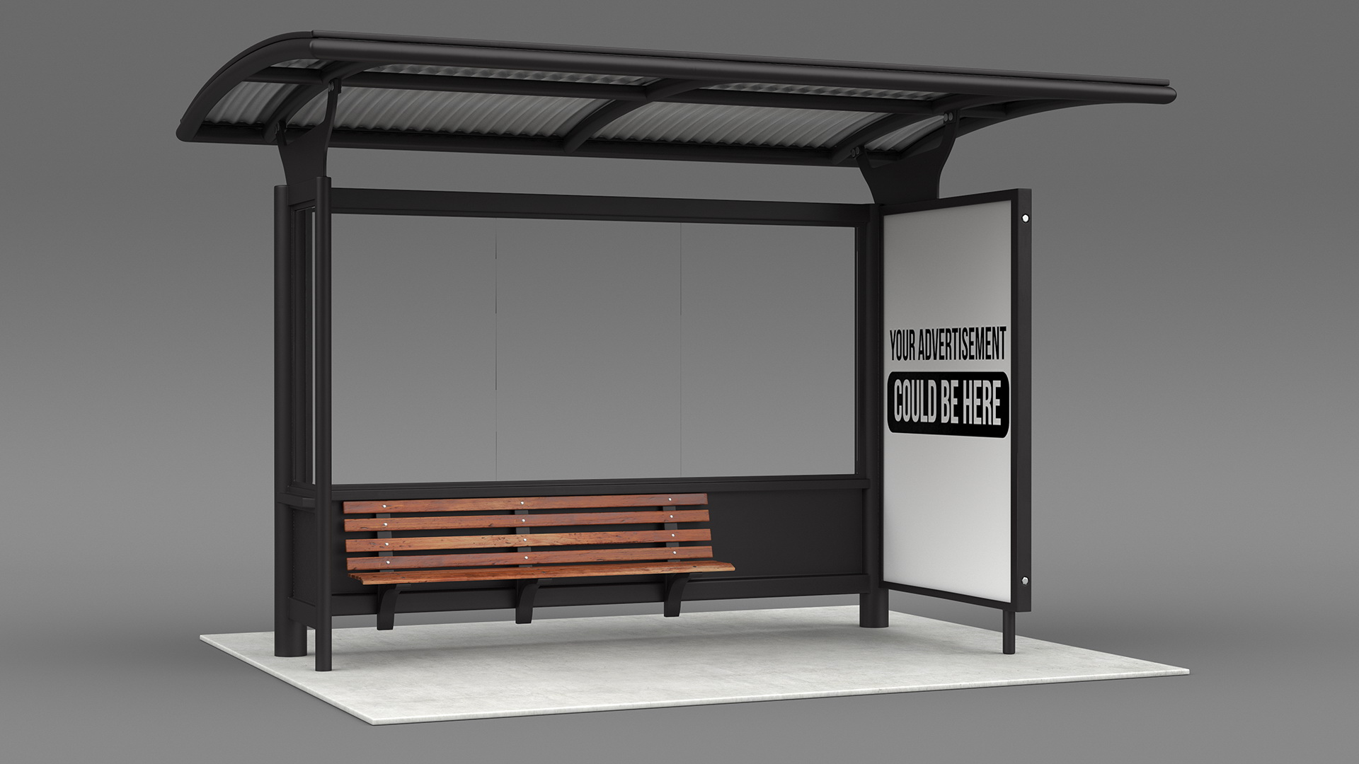 3D Bus Stop with Advertisement Board Black New model