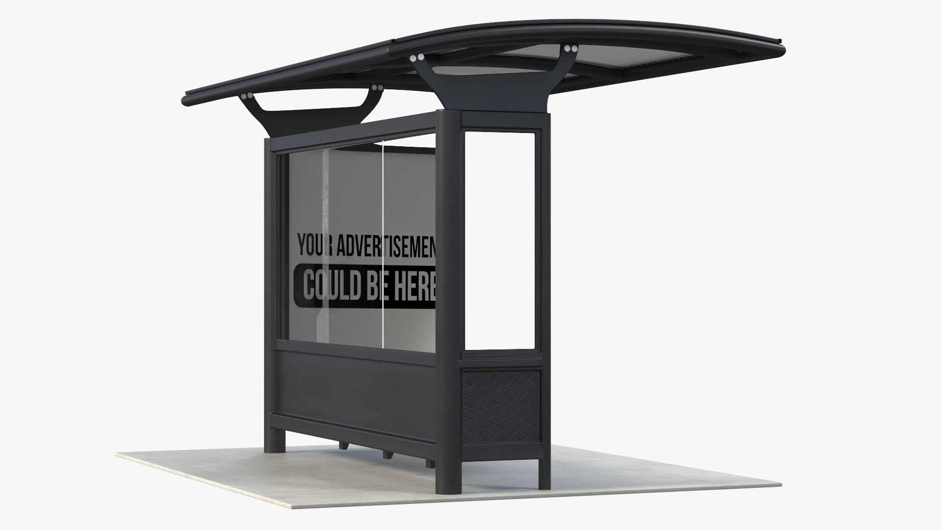 3D Bus Stop with Advertisement Board Black New model