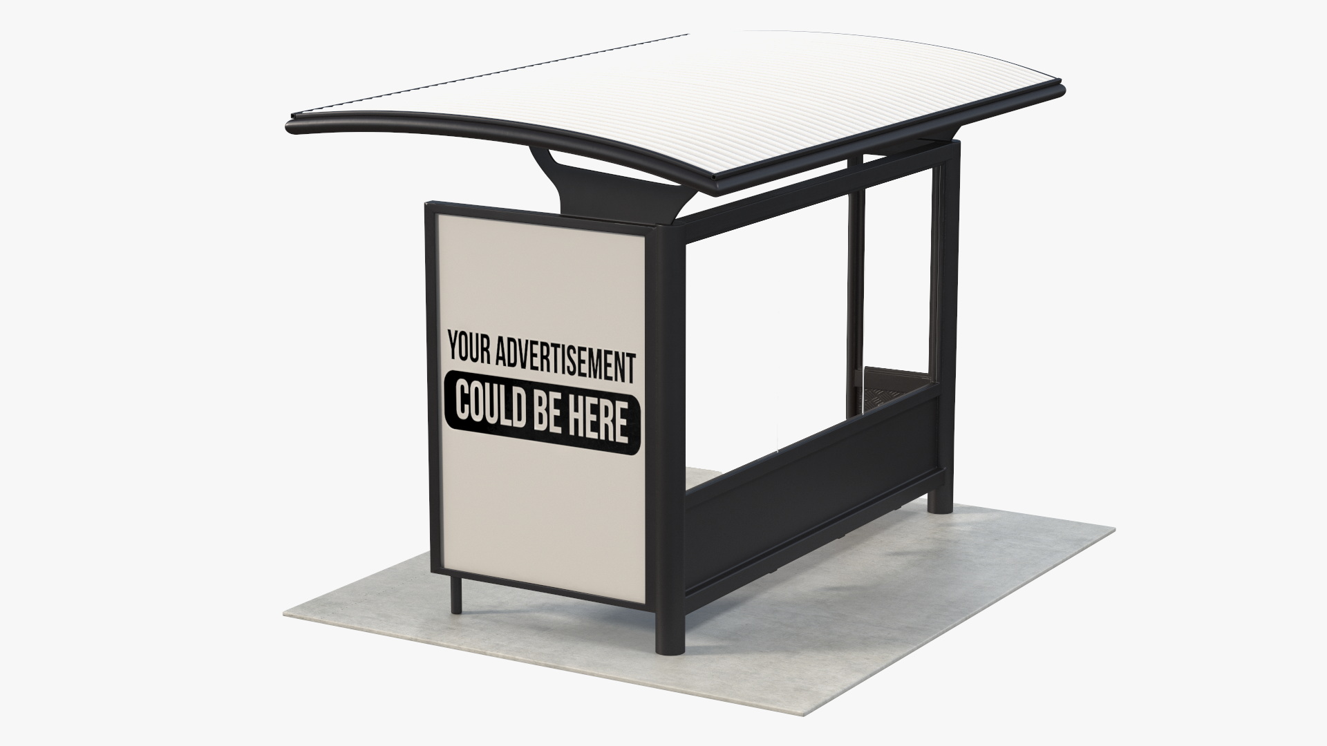 3D Bus Stop with Advertisement Board Black New model