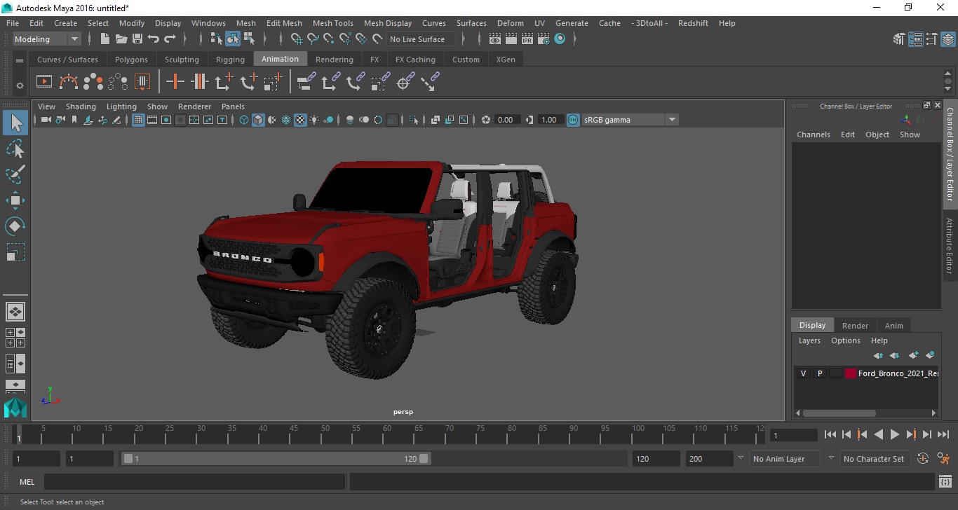 3D model Ford Bronco 2021 Removed Doors