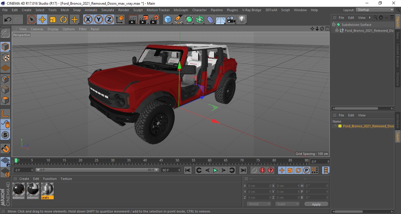 3D model Ford Bronco 2021 Removed Doors