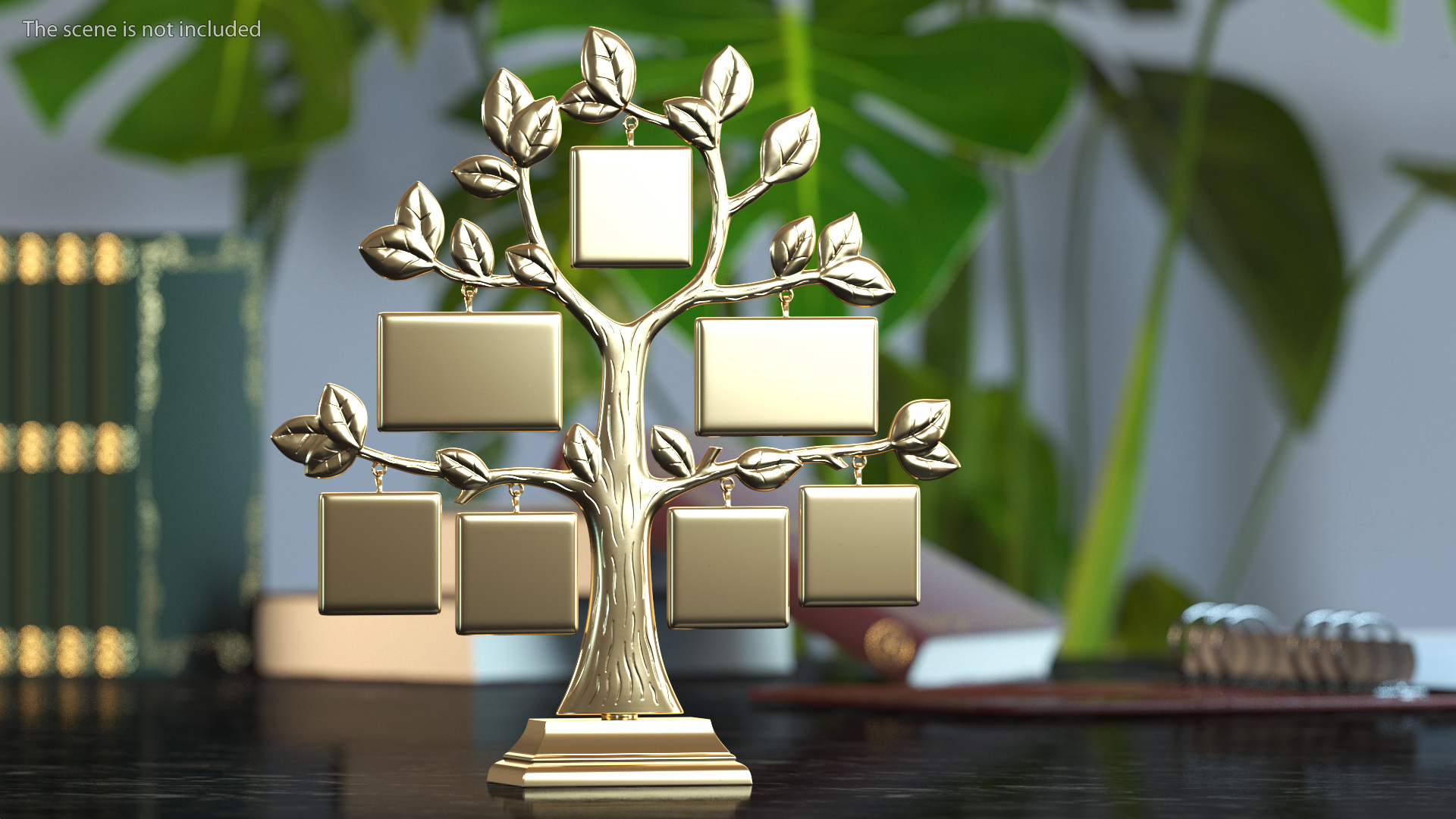 3D Golden Family Tree and Hanging Photo Frames model