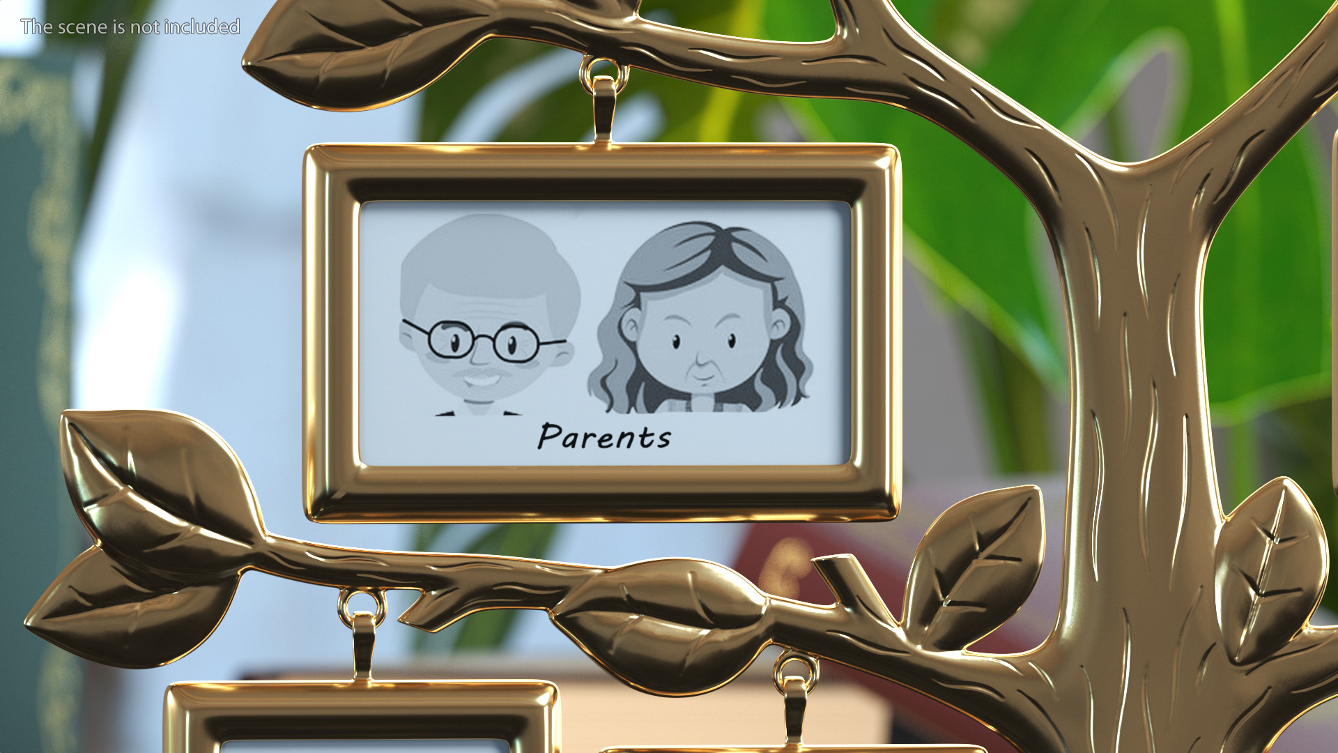 3D Golden Family Tree and Hanging Photo Frames model