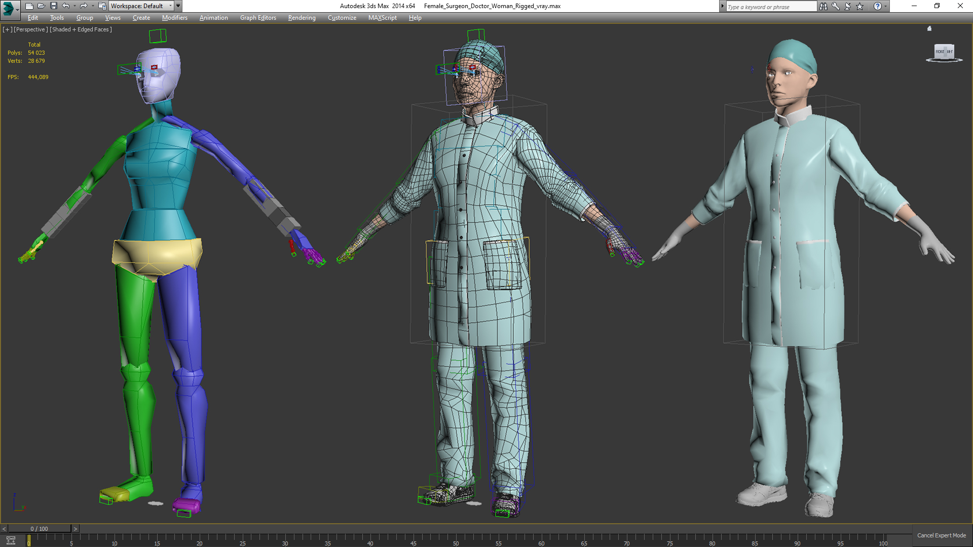 Female Surgeon Doctor Woman Rigged 3D model