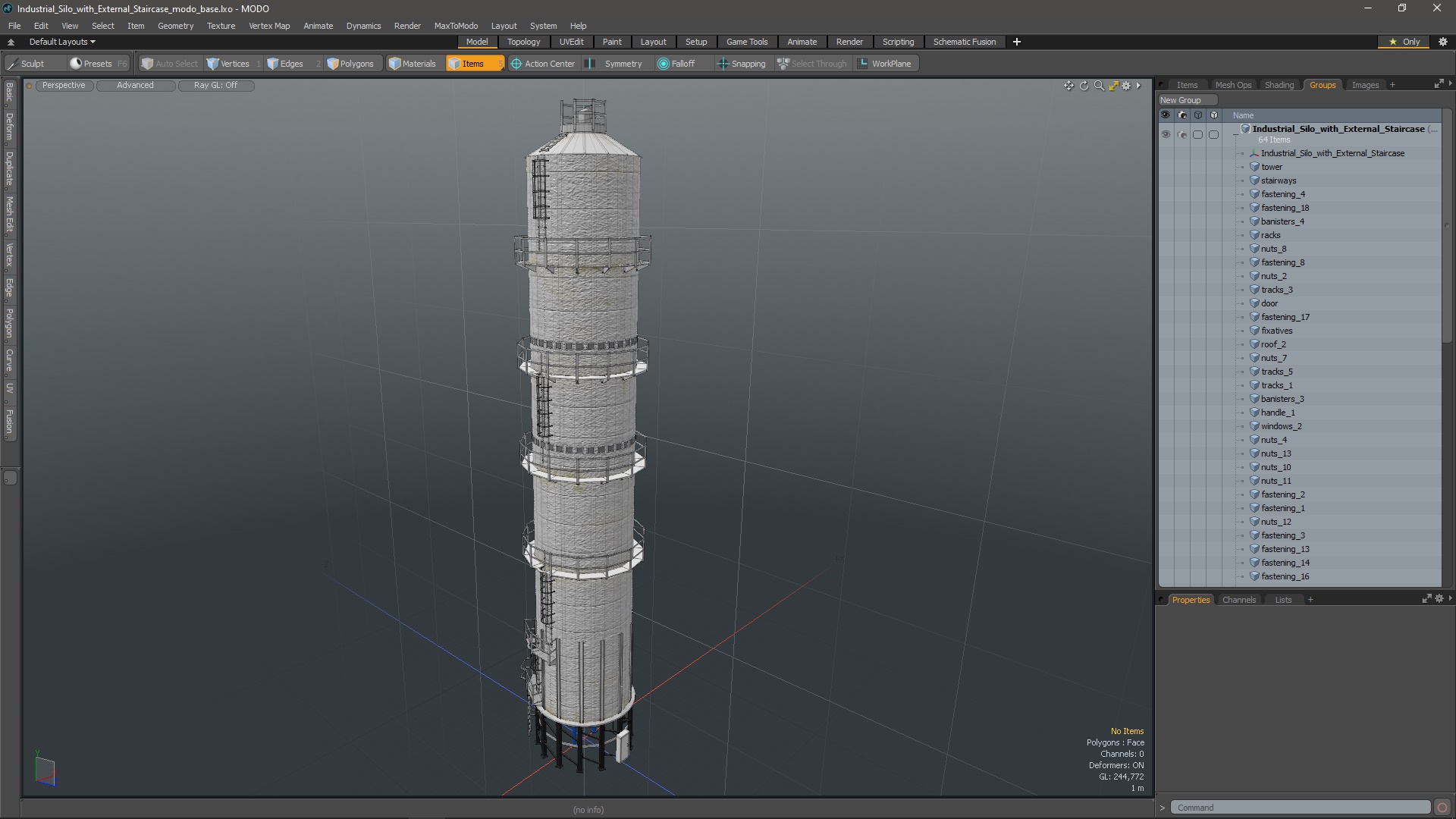 Industrial Silo with External Staircase 3D model