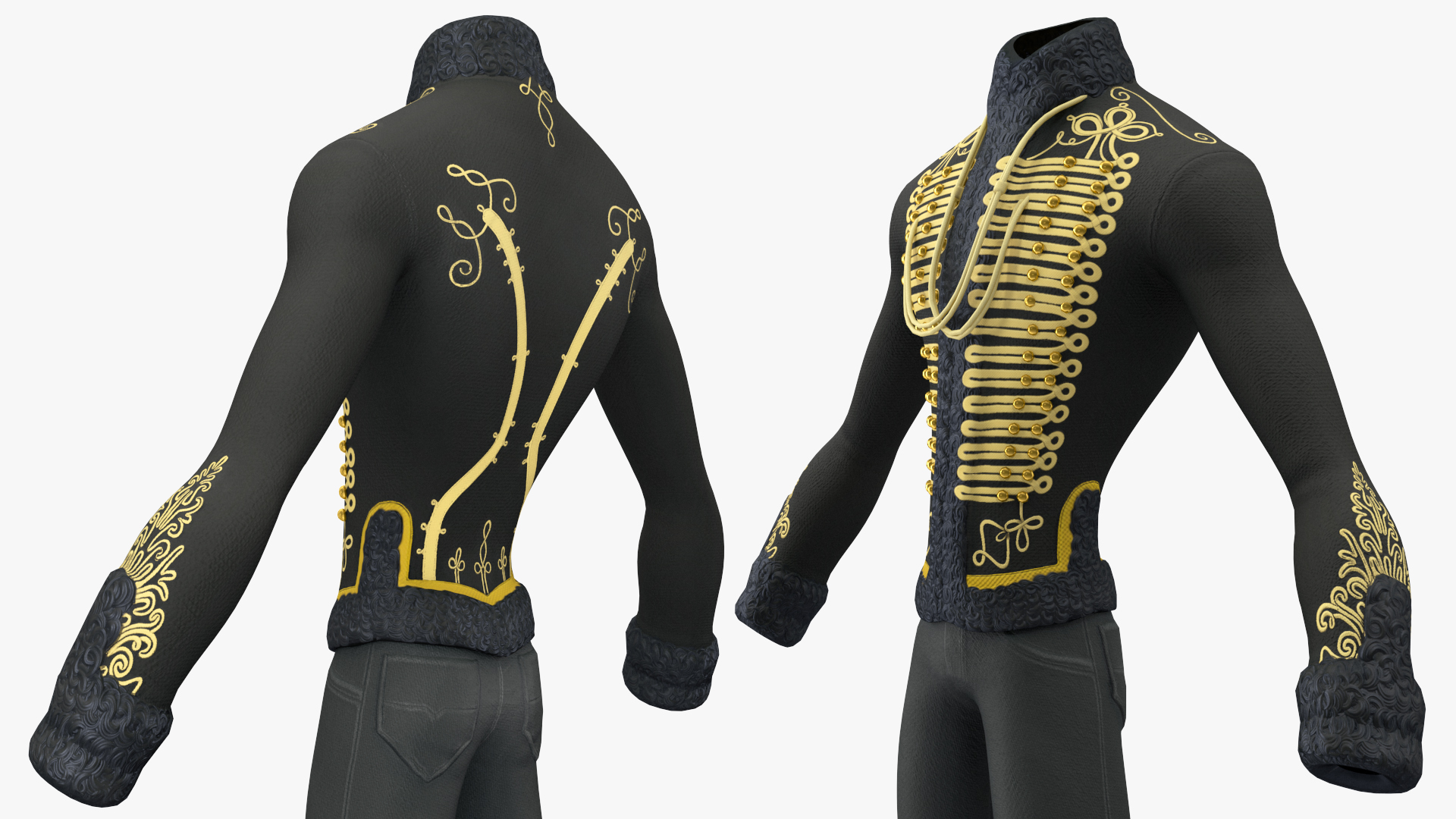 3D Cartoon Style Cavalry Jacket and Pants model