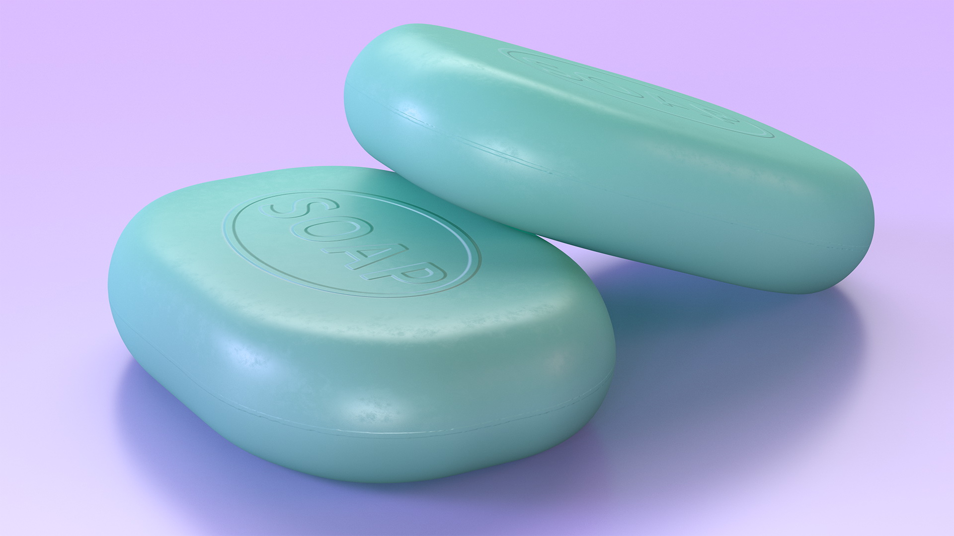 3D Sky Blue Bath Soap model