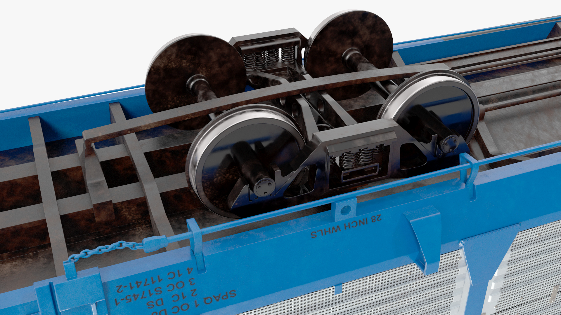 3D Autorack Railroad Car Blue