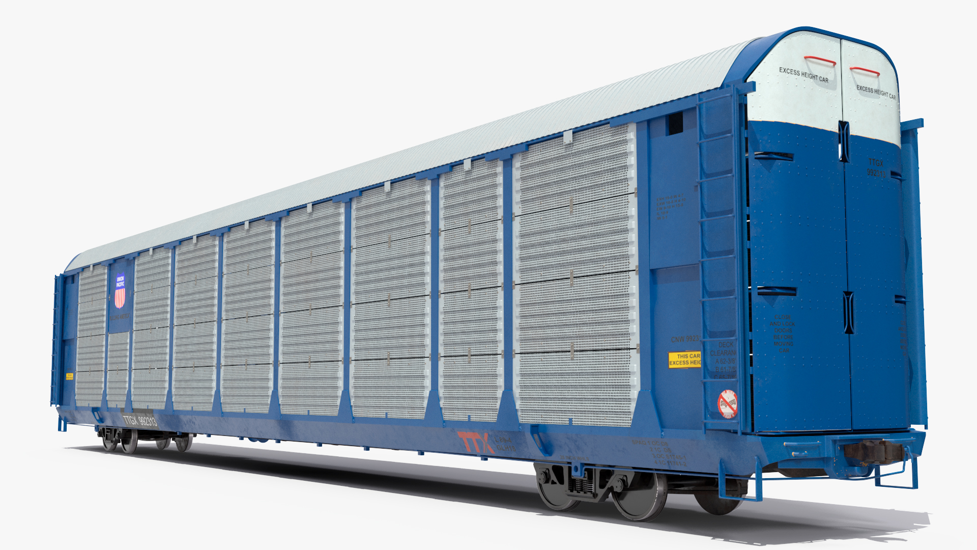 3D Autorack Railroad Car Blue