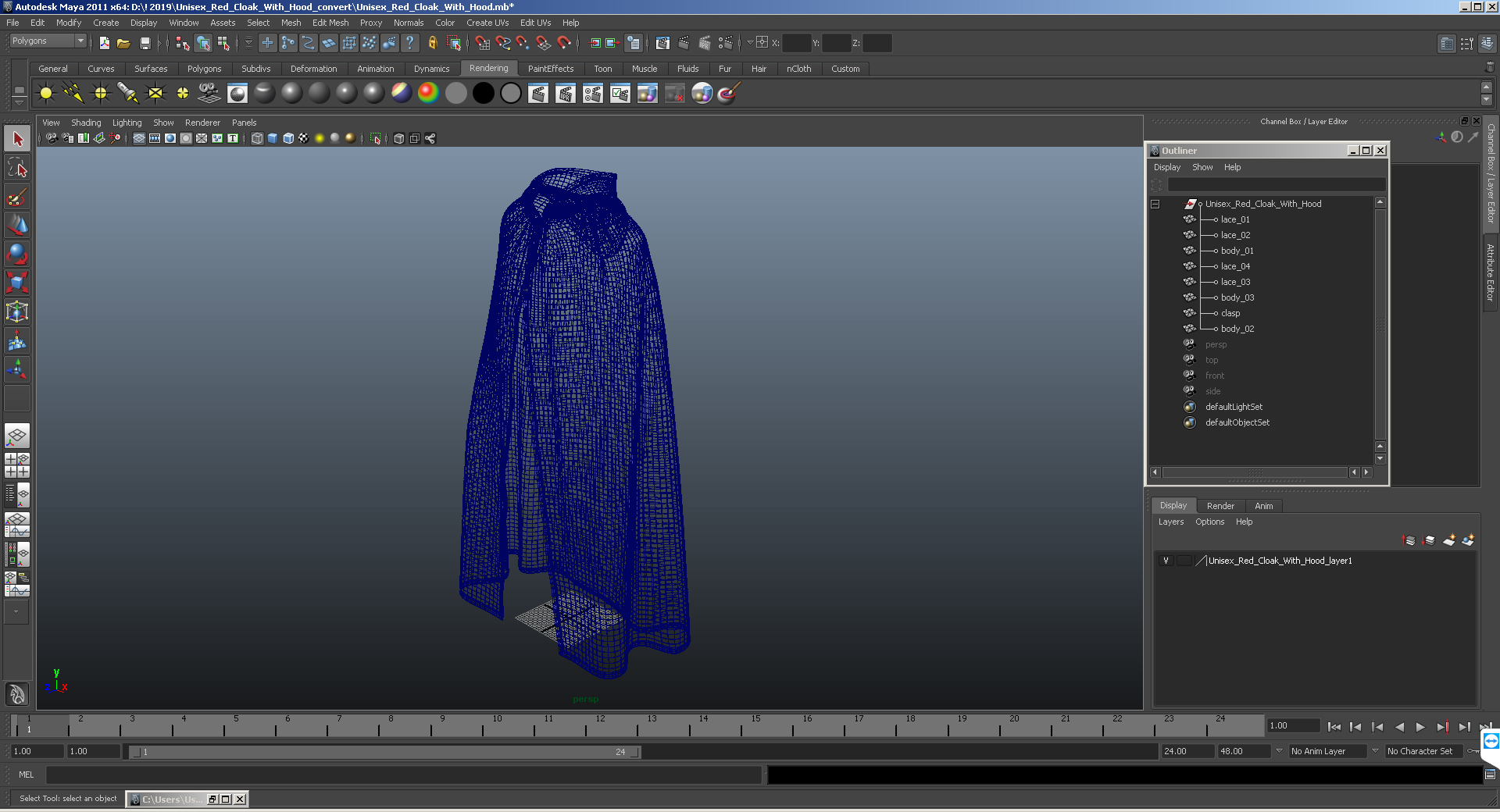 3D Medieval Hooded Cloak