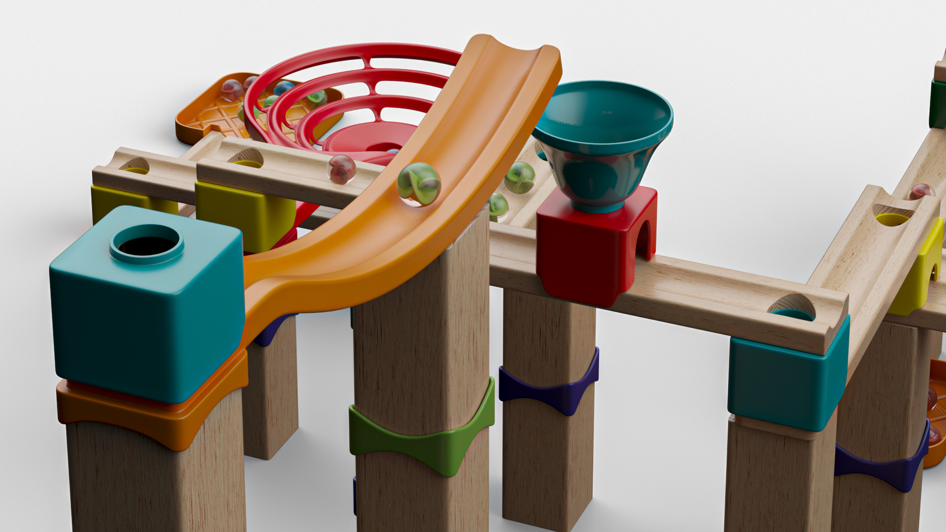 3D model Wooden Marble Run Toy Set