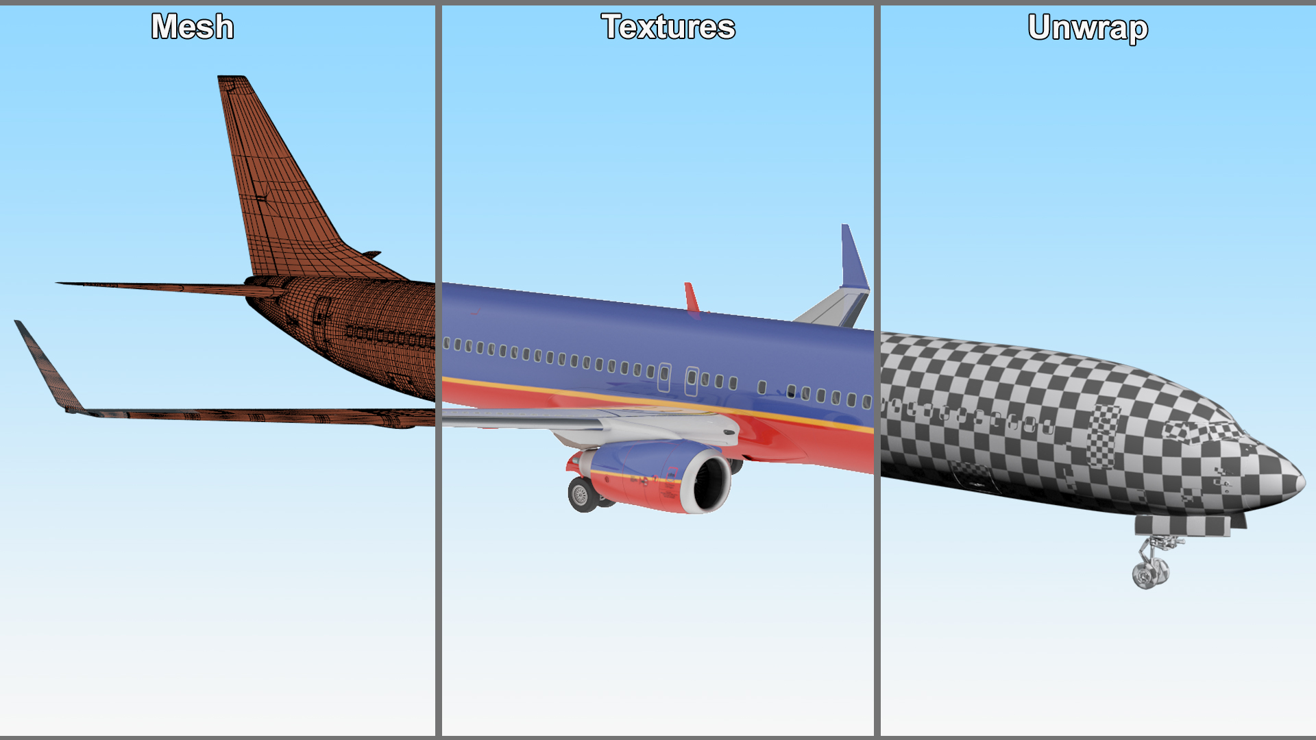 Southwest Airlines Boeing 737-900 with Interior Rigged 3D model