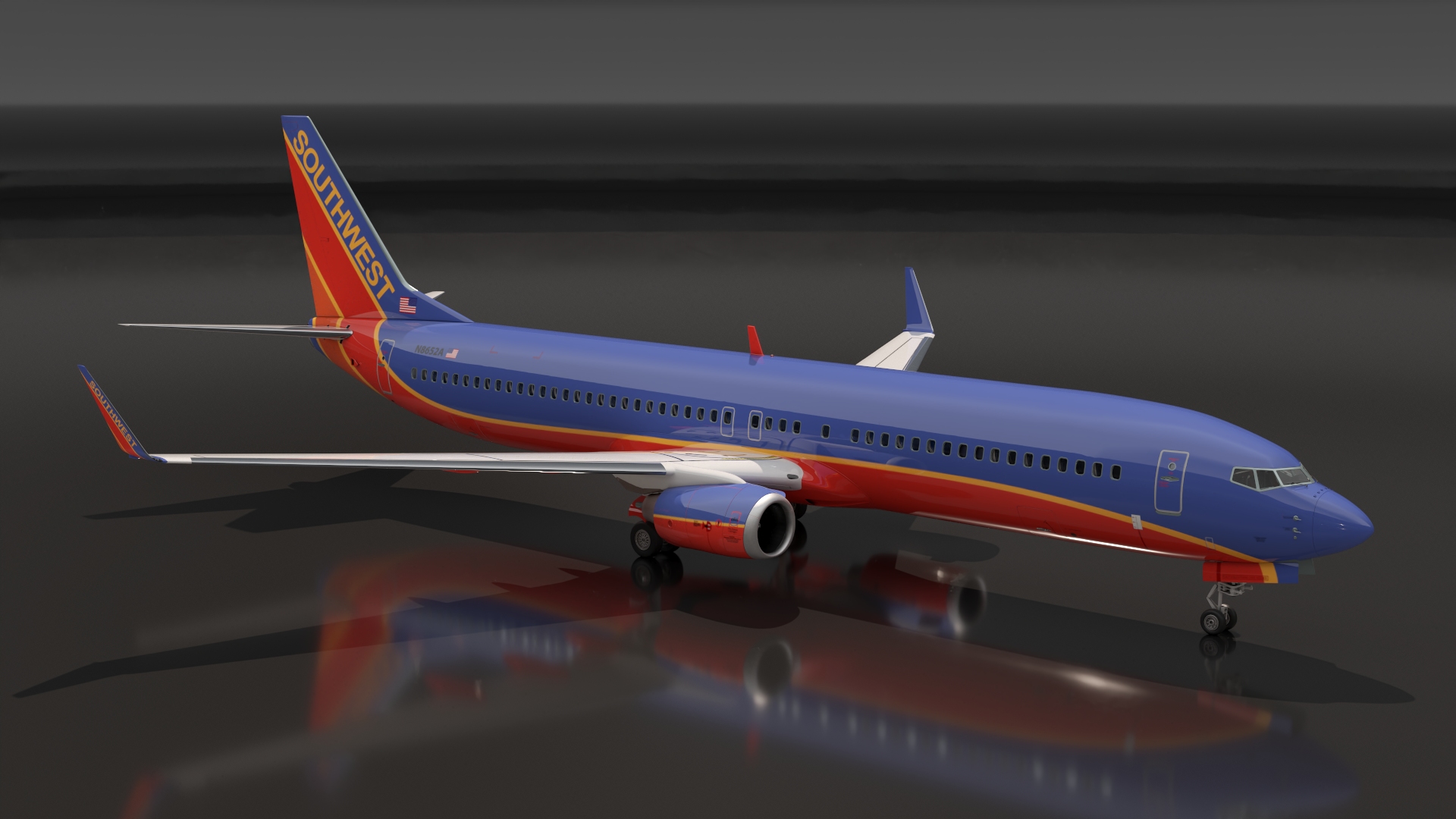 Southwest Airlines Boeing 737-900 with Interior Rigged 3D model