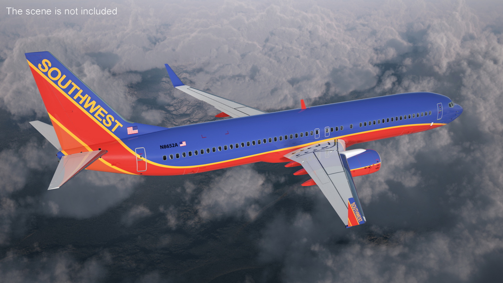 Southwest Airlines Boeing 737-900 with Interior Rigged 3D model