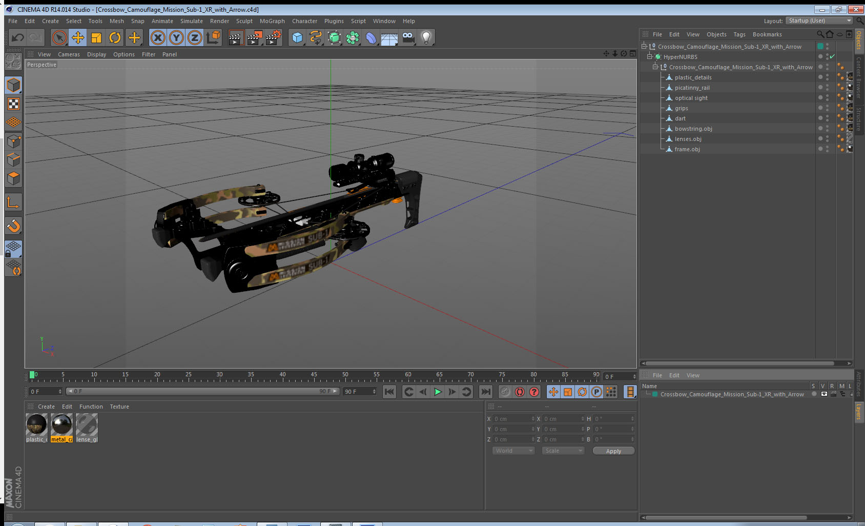 Crossbow Camouflage Mission Sub-1 XR with Arrow 3D