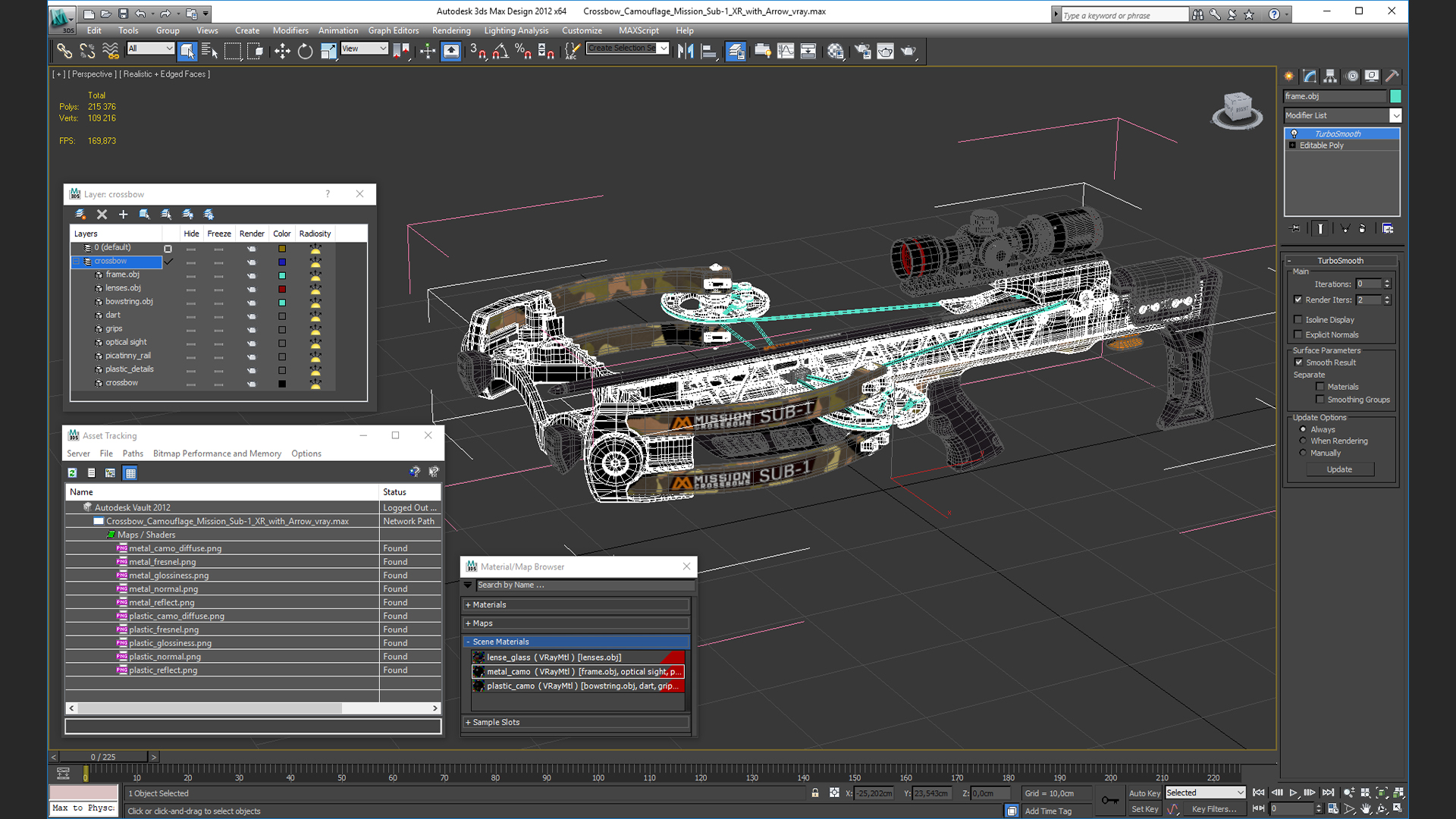 Crossbow Camouflage Mission Sub-1 XR with Arrow 3D