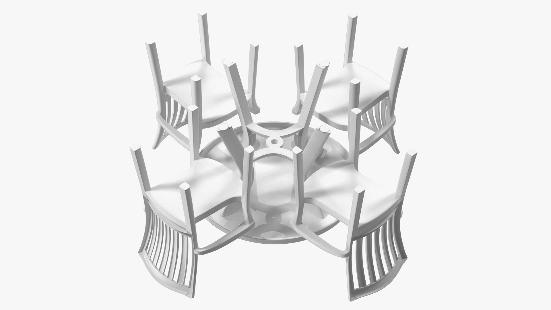 3D White Plastic Table With Chairs